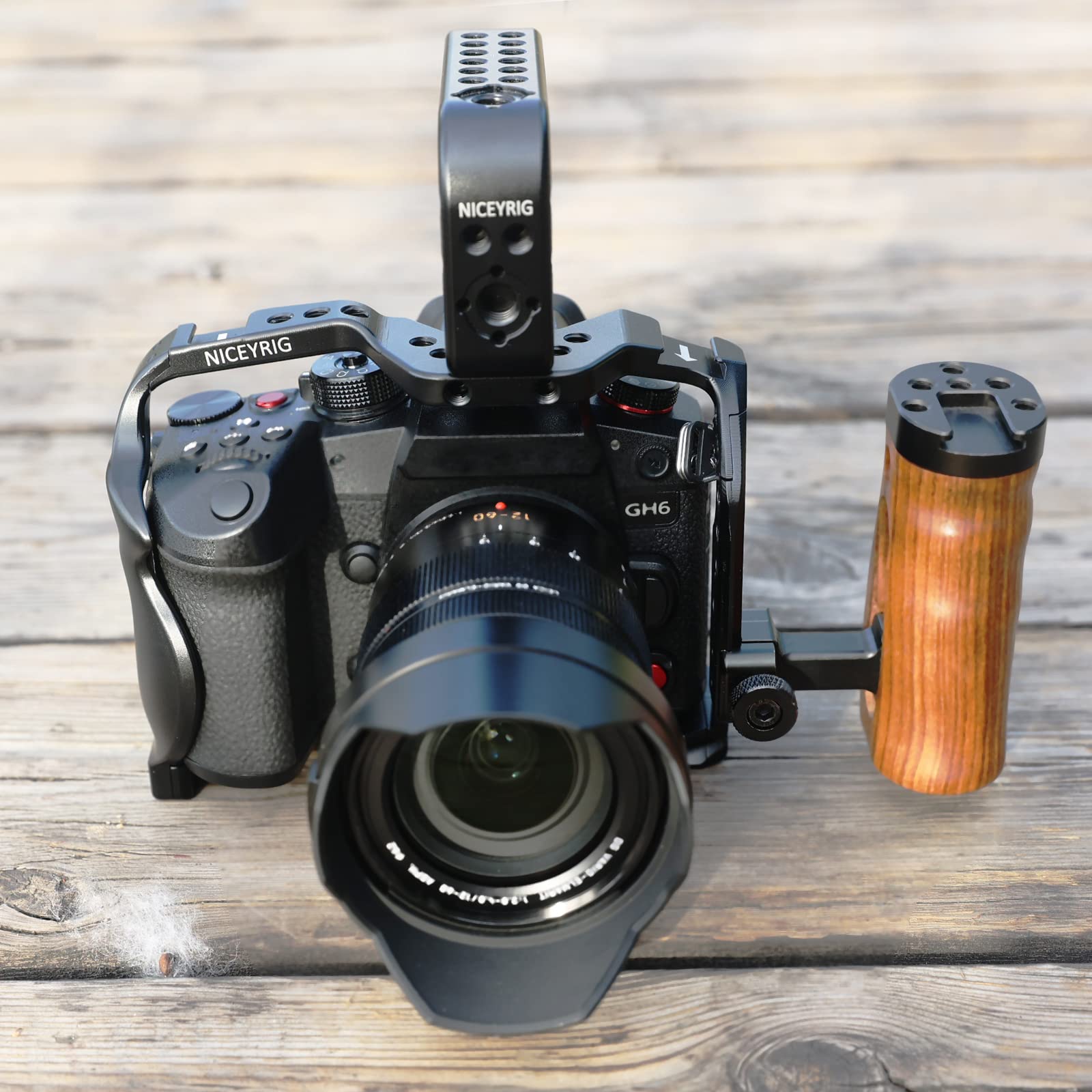 Niceyrig Lumix Gh7/Gh6 Cage Kit With Top Handle For Panasonic Gh7 Gh6 Mirrorless Camera Dslr Videomaking Rig Stabilizer With Quick Release Plate For Arca-Style Cold Shoe