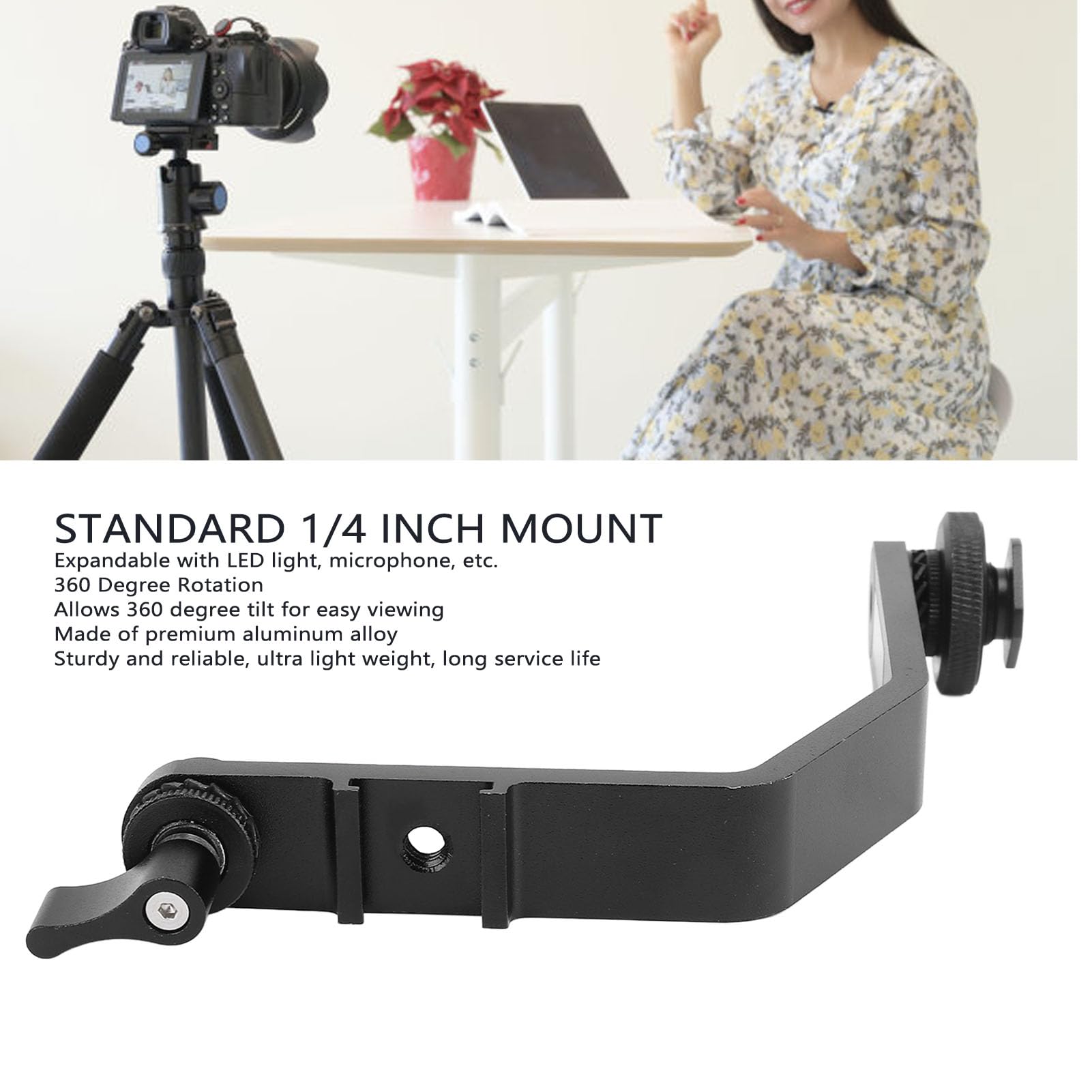 Gowenic Universal 4K Hd Multimedia Interface Camera Field Display Stabilizer Arm With 360 Degree Tilt, Led Light And Mic Expansion For F7 Fw703 Lut7S T7 7