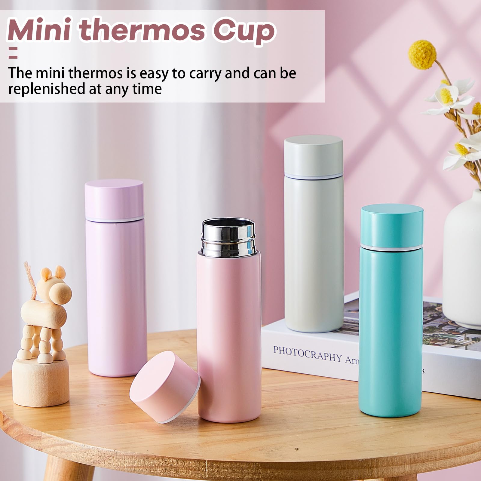 Irenare 5Oz Mini Water Bottle Mini Insulated Stainless Steel Bottle Purse Water Bottle Cute Leak