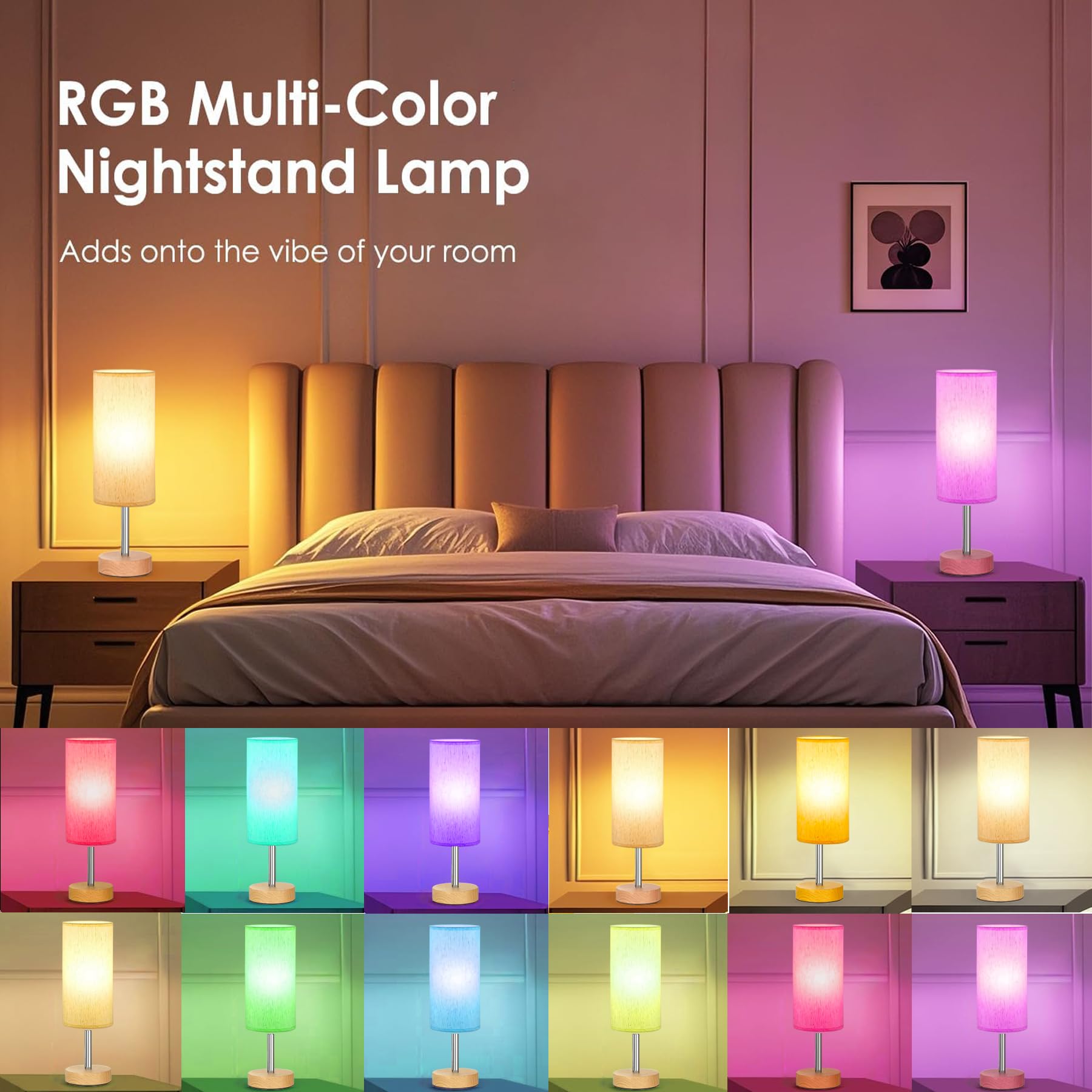Pinrutar Battery Powered Table Lamp With Remote Control, Cordless Usb Rechargeable Table Light, Rgb Color Changing Ambient Light, Dimmable Bedside Lamp, Adjustable Brightness, Timer, Night Light, 14 Modes