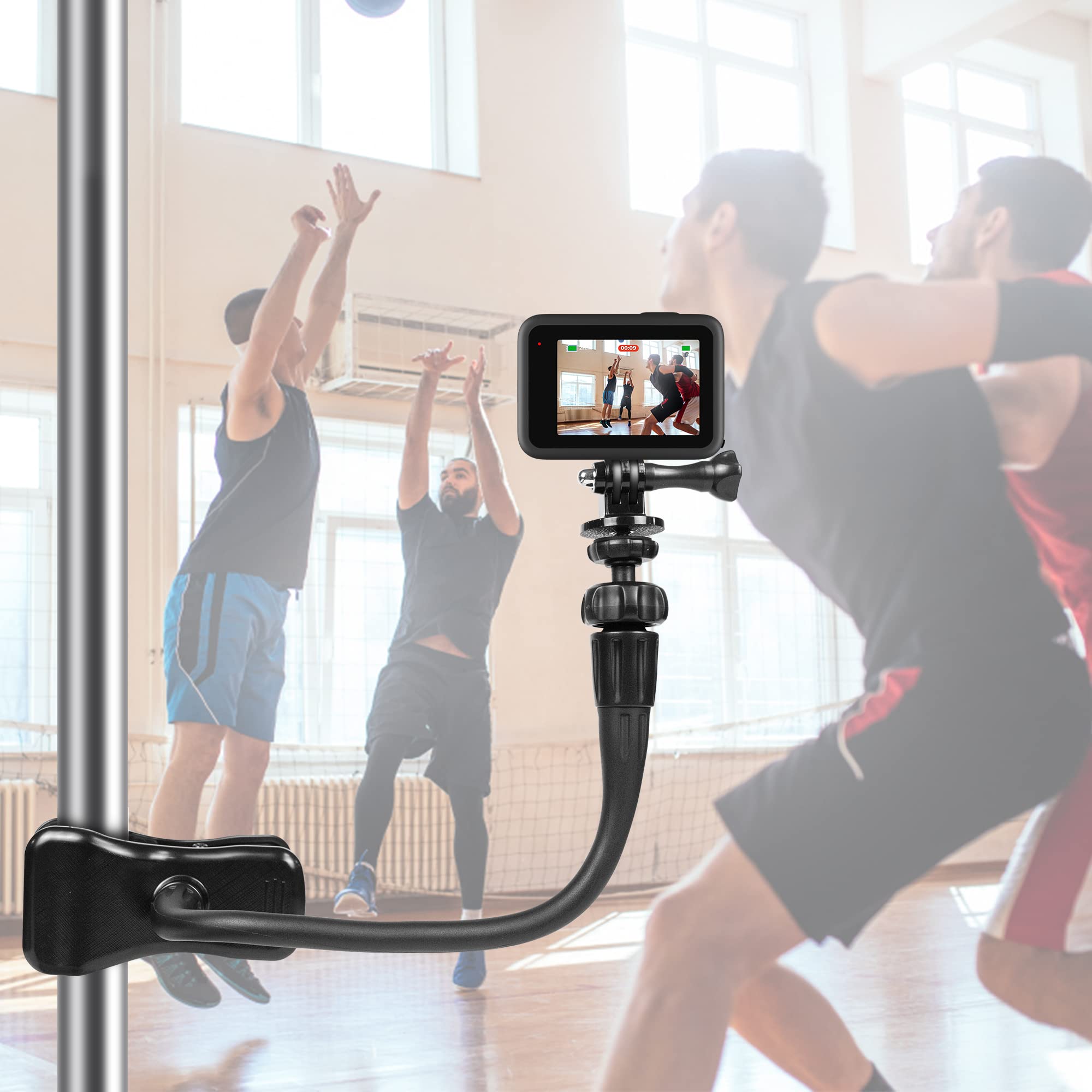 Fahliso Flexible Jaws Clamp Mount For Gopro Webcam Stand Holder Desk Table Clip With 1/4” Screw Thread 360° Ball Head Compatible With Logitech Webcam/Dji Action Cameras