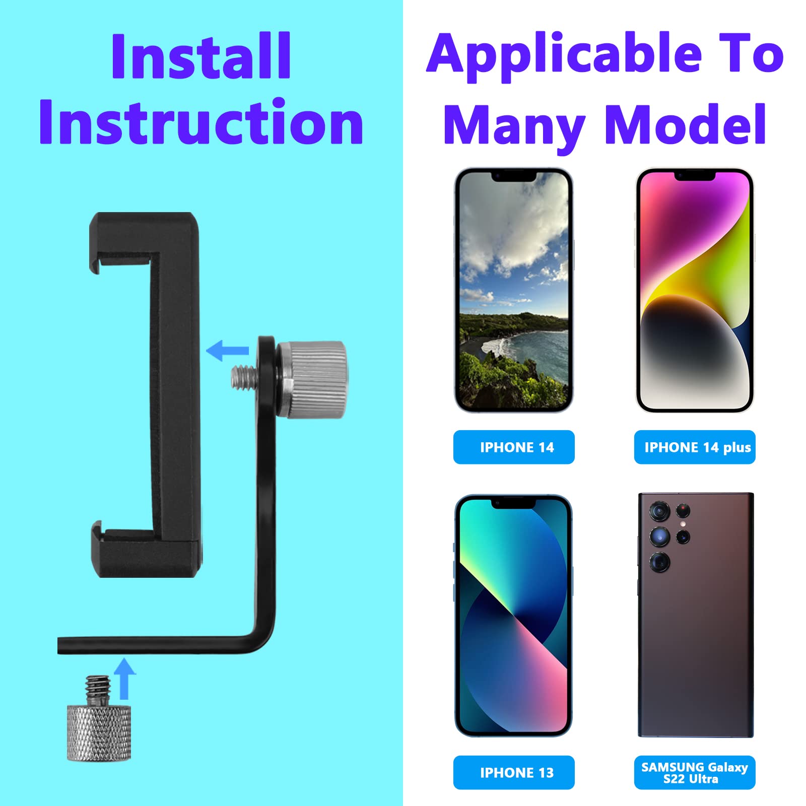 Geekria For Creators Smartphone Tripod Mount Adapter With 1/4 Inch Mount Screw, Phone Holder For Microphone Arm Stand, Tripods, Camera Stand, Compatible With Apple Íphone 16/16 Plus, 15