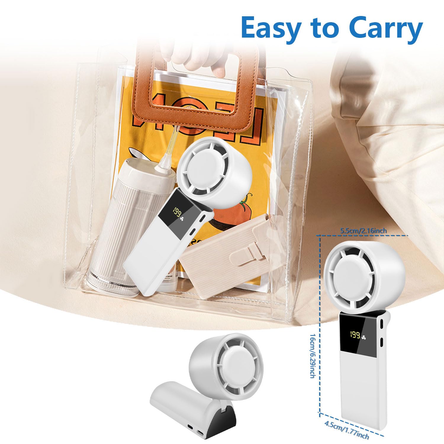 Portable Handheld Fan, Mini Turbo Fan With 4000Mah Battery, 9 Speeds, Usb-C Charging
