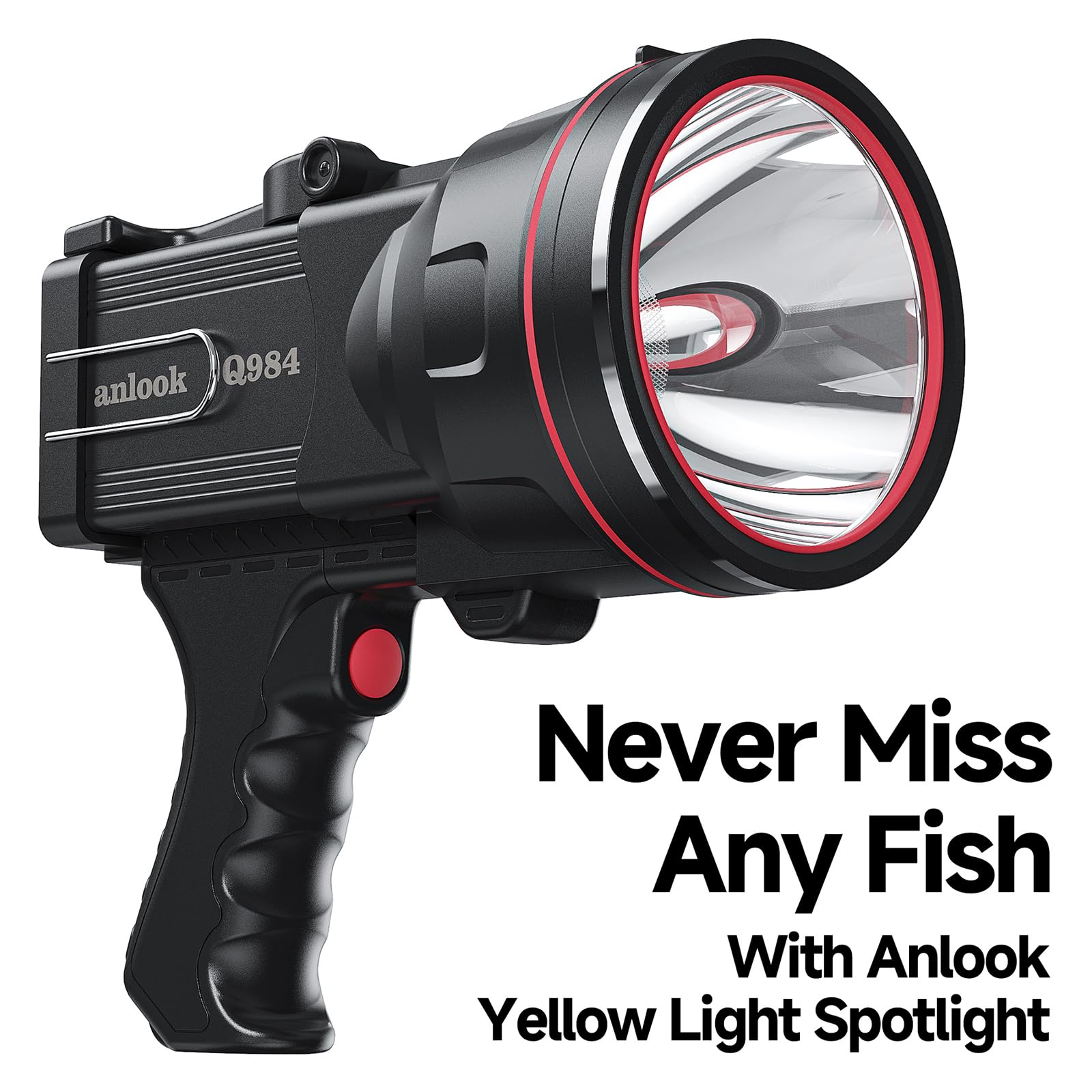 Anlook Flashlight Spotlight Rechargeable,Led Flashlights High Lumens Handheld Boat Spotlight, Built-In Powerful 15200Mah Power Bank,Bright Waterproof Outdoor Fishing,Hunting,Camping Gear (Warm White Light)