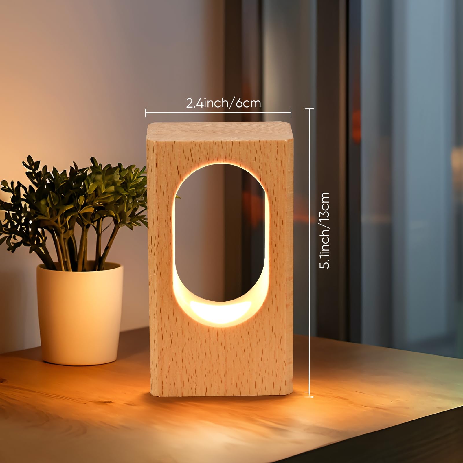 Lonrisway Led Wood Desk Lamp, Bedroom Bedside Night Light, Dimmable Led Lighting, Creative Home Decor Table Lamp, Unique House Warmging