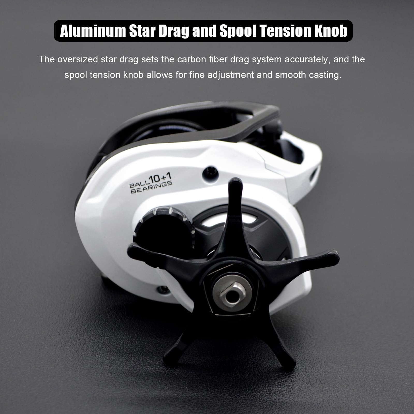 Camekoon Bahamut 400 Baitcaster Reels, Large Capacity For Jigging, 10+1 Stainless Steel Bearings, 35 Lbs Drag, 4.5In Long Power Handle, Carbon Fiber Frame And Side Covers, Baitcasting Fishing Reel