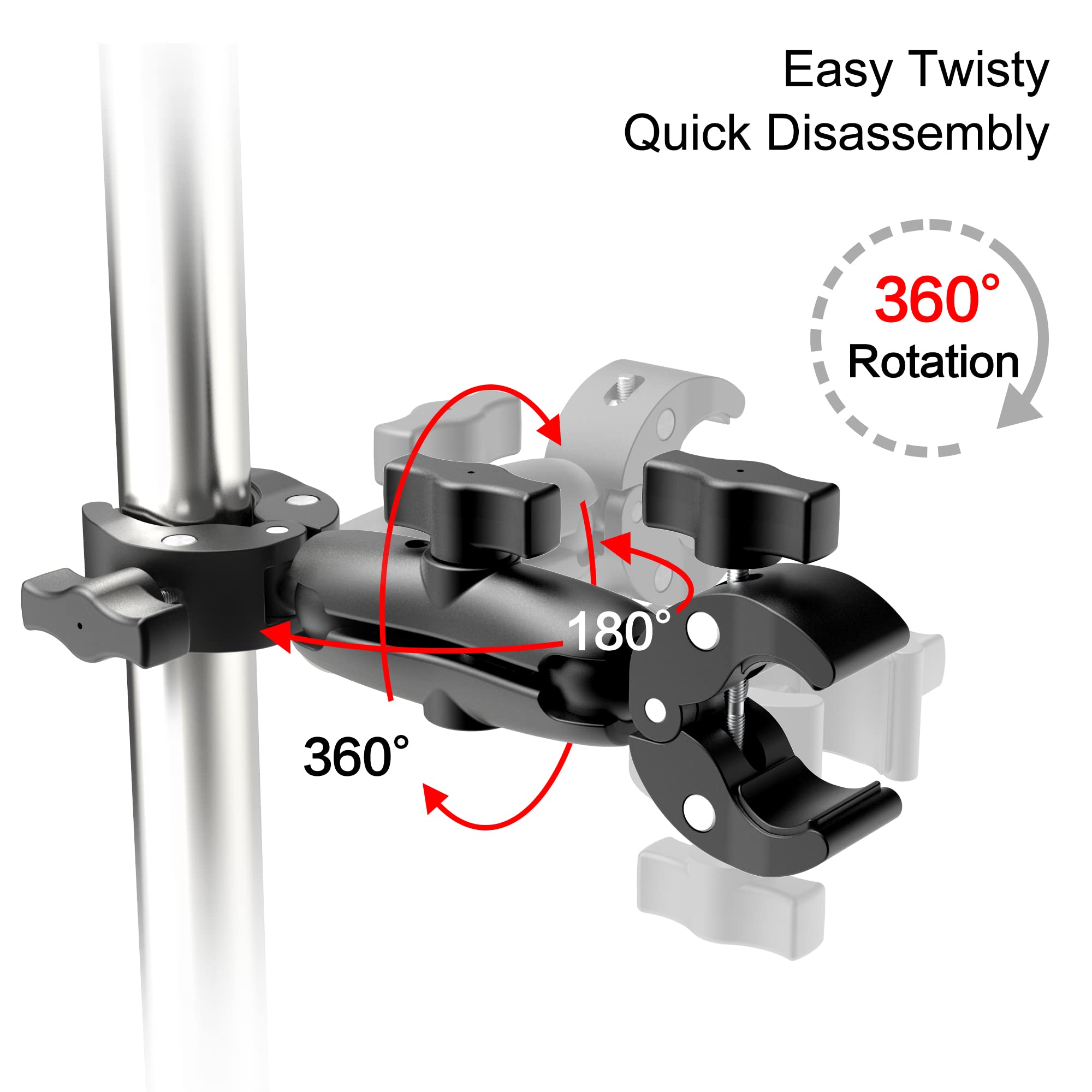 Taisioner Double Super Clamp Mount Umbrella Clamp Camera Clamp Pole Clamp For Monitor Bracket Magic Socket Arm Desk Photo Studio Light Stand, Photography Reflector, Flag Holder Mount, Cross Bar