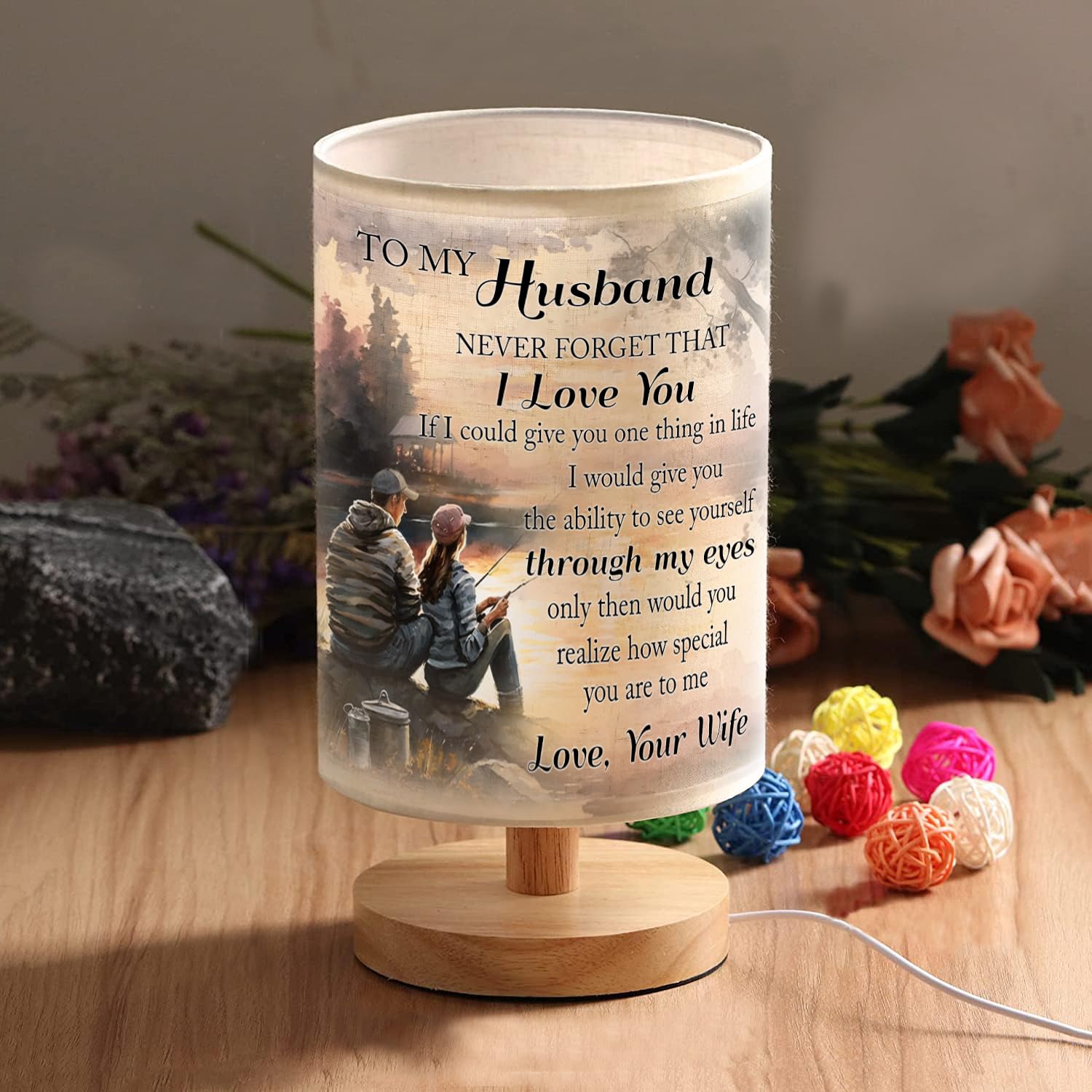 Myfihu Valentine Lamp For Husband And Wife - Fishing Table Lamp For Anniversary, Birthday, Valentine'S Day - Night Lamp
