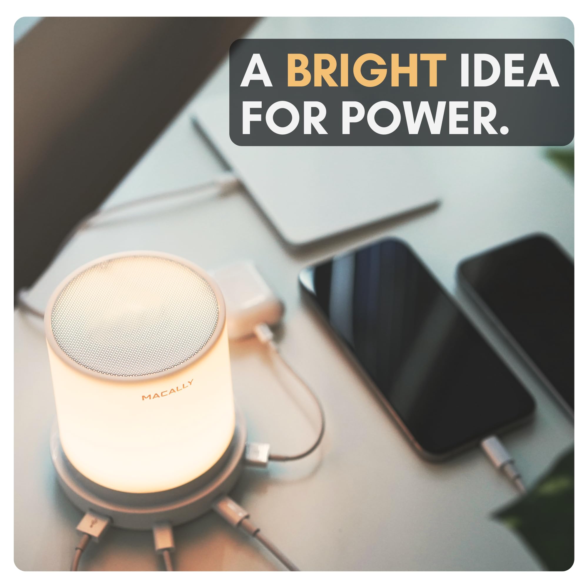 Macally Small Bedside Lamp With Usb Ports (Usb C + A) - Fast Charging Bedside Light And 3 Way Dimmable Touch Lamp For Nightstands - Great As A Night Light And Charger For Bedrooms