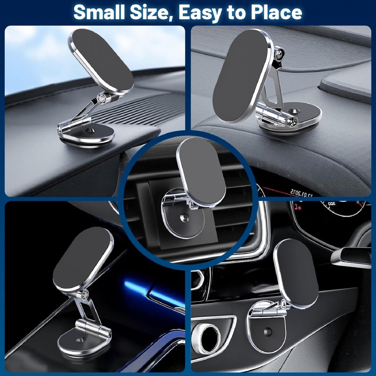 Chdfkkd Magnetic Phone Holder For Car  Foldable 8X Strong Magnetic Phone Mount Multi-Functional 720°Rotation Magnet Cell Phone Mount For All Smartphones (Standard Black)