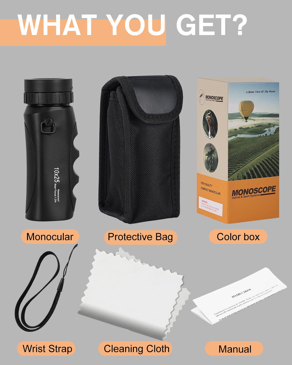 Hipimvp Ipx7 Waterproof Powerful 10X25 Pocket Mini Monocular Telescope For Hunting,Bak4 Prism Fmc Lens Monoculars For Kids Adults Bird Watching Hiking Camping Wildlife