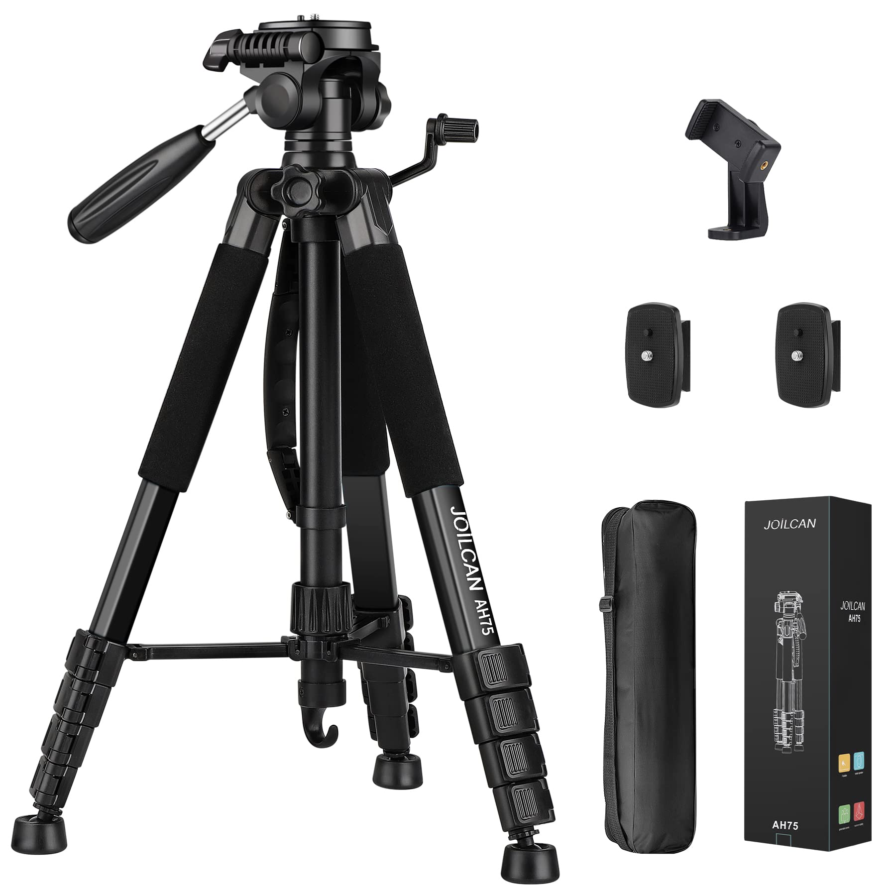 Joilcan Tripod Camera Tripods, 74" Tripod For Camera Phone Video Recording, Heavy Duty Cameras Tripod Stand, Professional Travel Dslr Tripods Compatible With Canon Iphone, Max Load 15 Lb