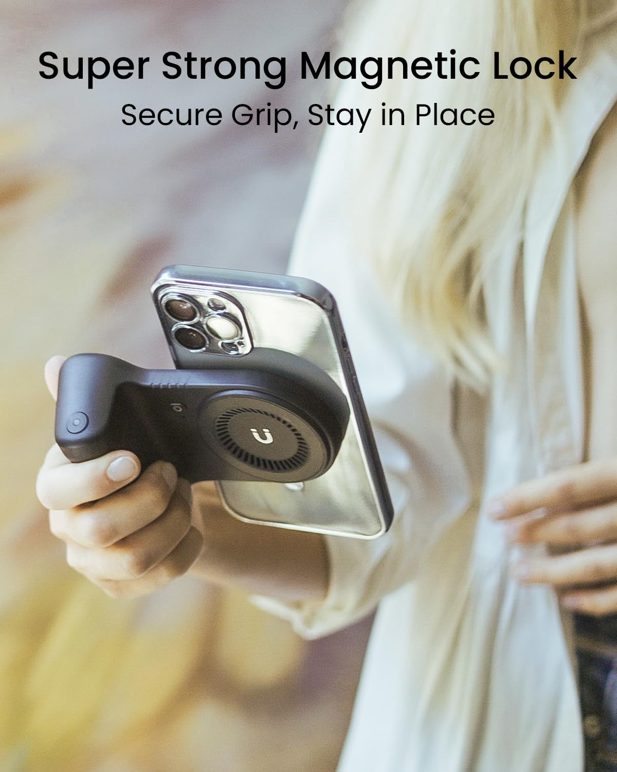 Kraftgeek Magnetic Phone Stand Camera Grip With Wireless Charging & Bluetooth Shutter, Stand For Iphone, Ergonomic Handle For Vlogging, Selfies & Video Calls