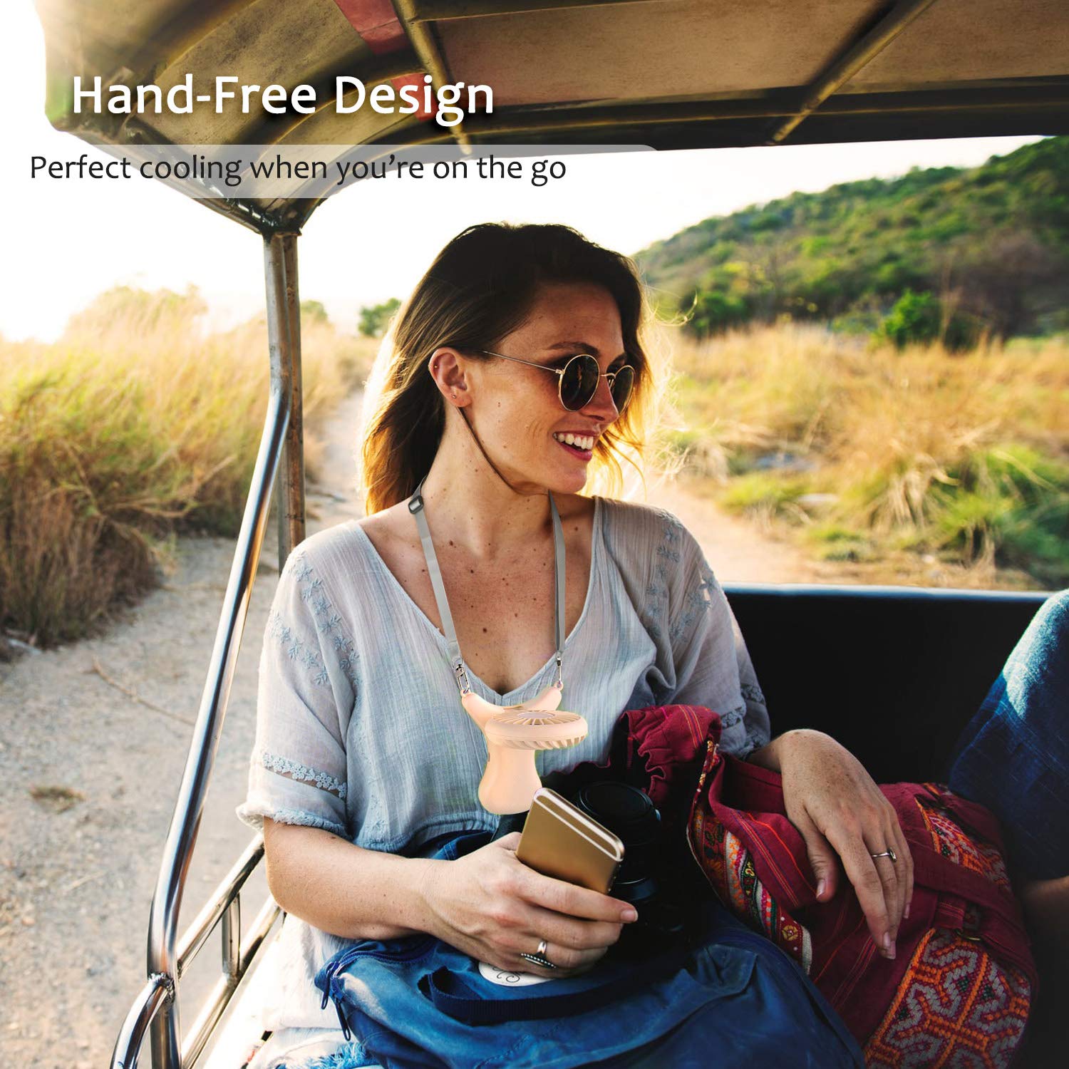 Outxe Necklace Fan Personal Fan 3000Mah Wearable Fan Mini Handheld Fan 90° Rotation Portable