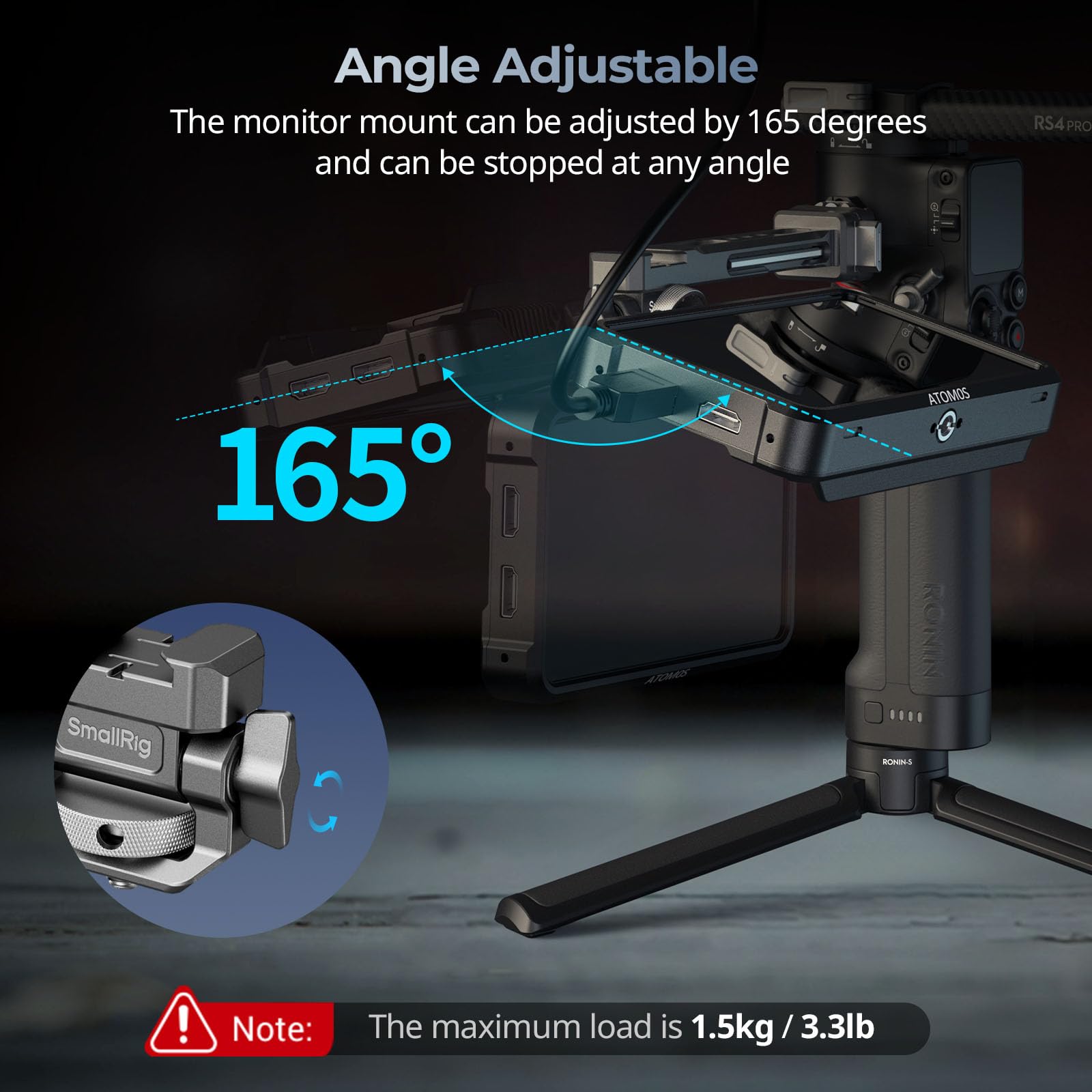 Smallrig Adjustable Sling Handgrip Gimbal Sling Handle And Hawklock Quick Release Adjustable Camera Monitor Mount For Dji Rs 4 Pro/Rs 4 / Rs 3 Mini/Rs 3 Pro/Rs 3 / Rsc 2 / Rs 2 Stabilizers