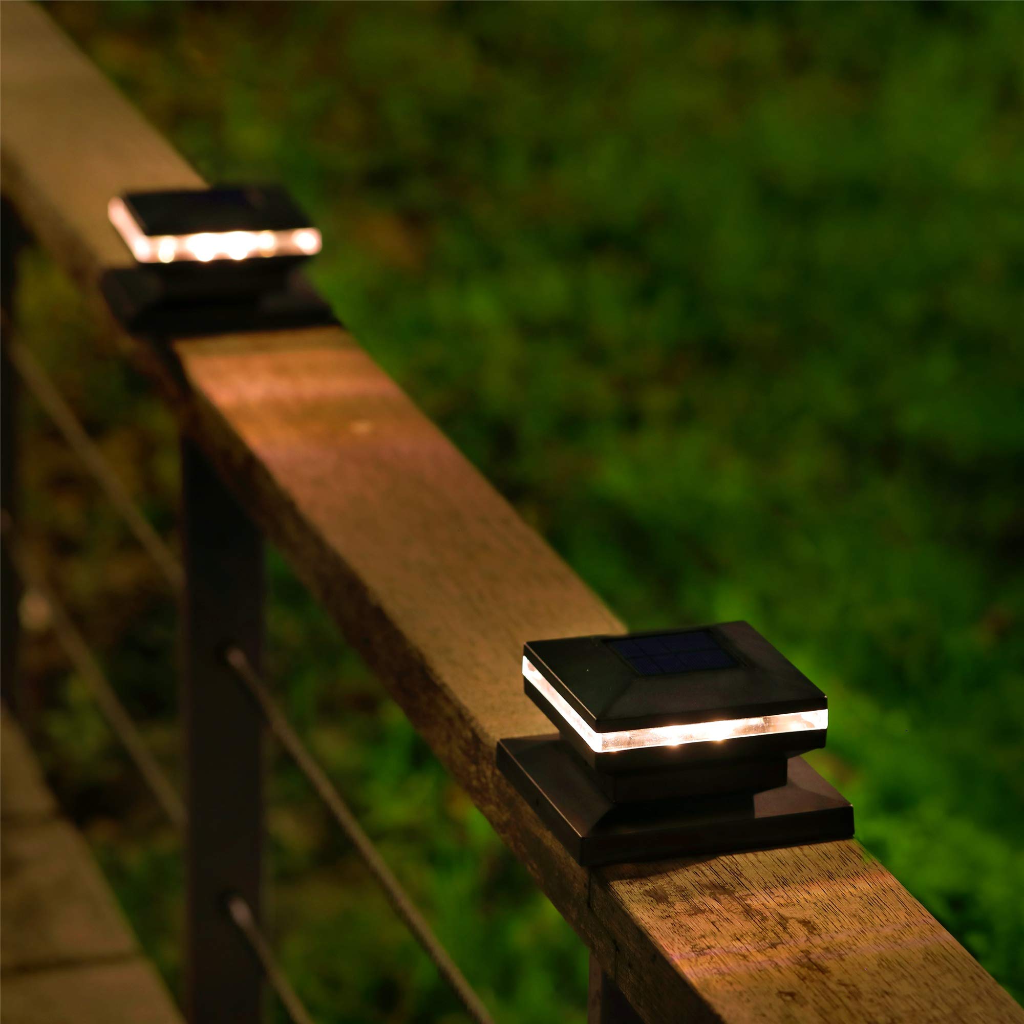 Maggift 15 Lumen Outdoor Cap Light For Fence Deck Or Patio, Solar Powered, Warm White High Brightness Smd Led Lighting, Lamp Fits 4X4, 5X5 Or 6X6 Wooden Posts, 4 Pack