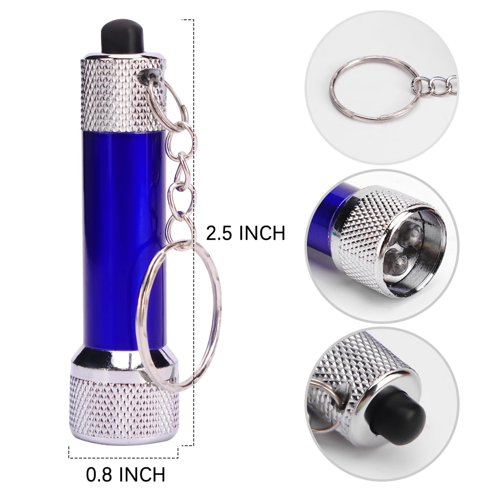 Proloso Mini Led Flashlight Keychains Torch Key Rings Bulk Party Favors For Kids 20 Pack