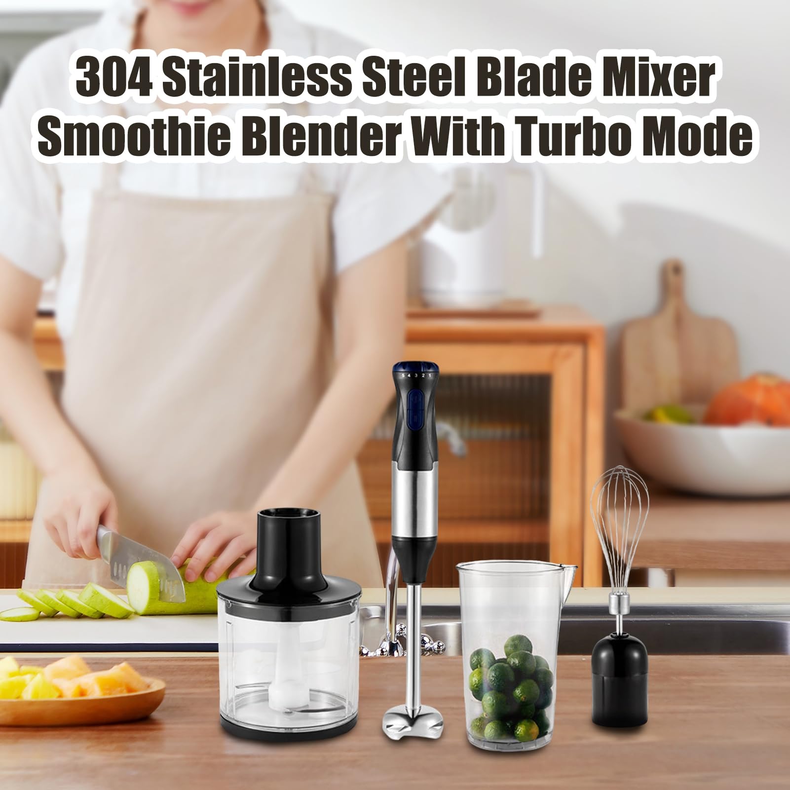 Uniqus Electric Meat Grinder Hand Blender Kit Speed Adjustable Whisk Milk Frother Handheld Blender With Us Plug Silver Color