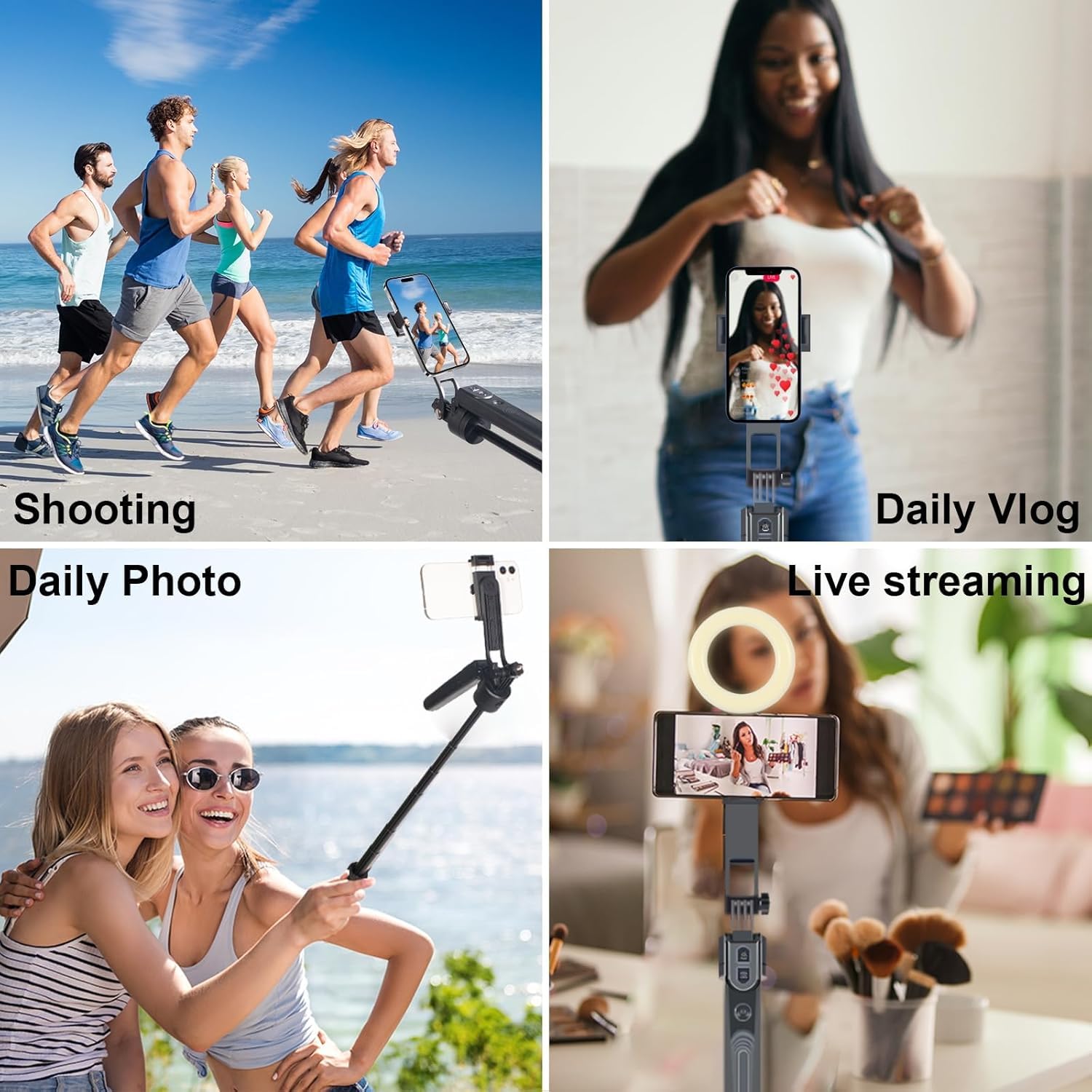 Fccabin Extendable Auto Face Tracking Tripod Phone Stand, 360° Rotation Phone Stand With Light Tripod With Wireless Remote Cell Phone Smart Cameraman Shooting For Video, Vlog, Live Stream