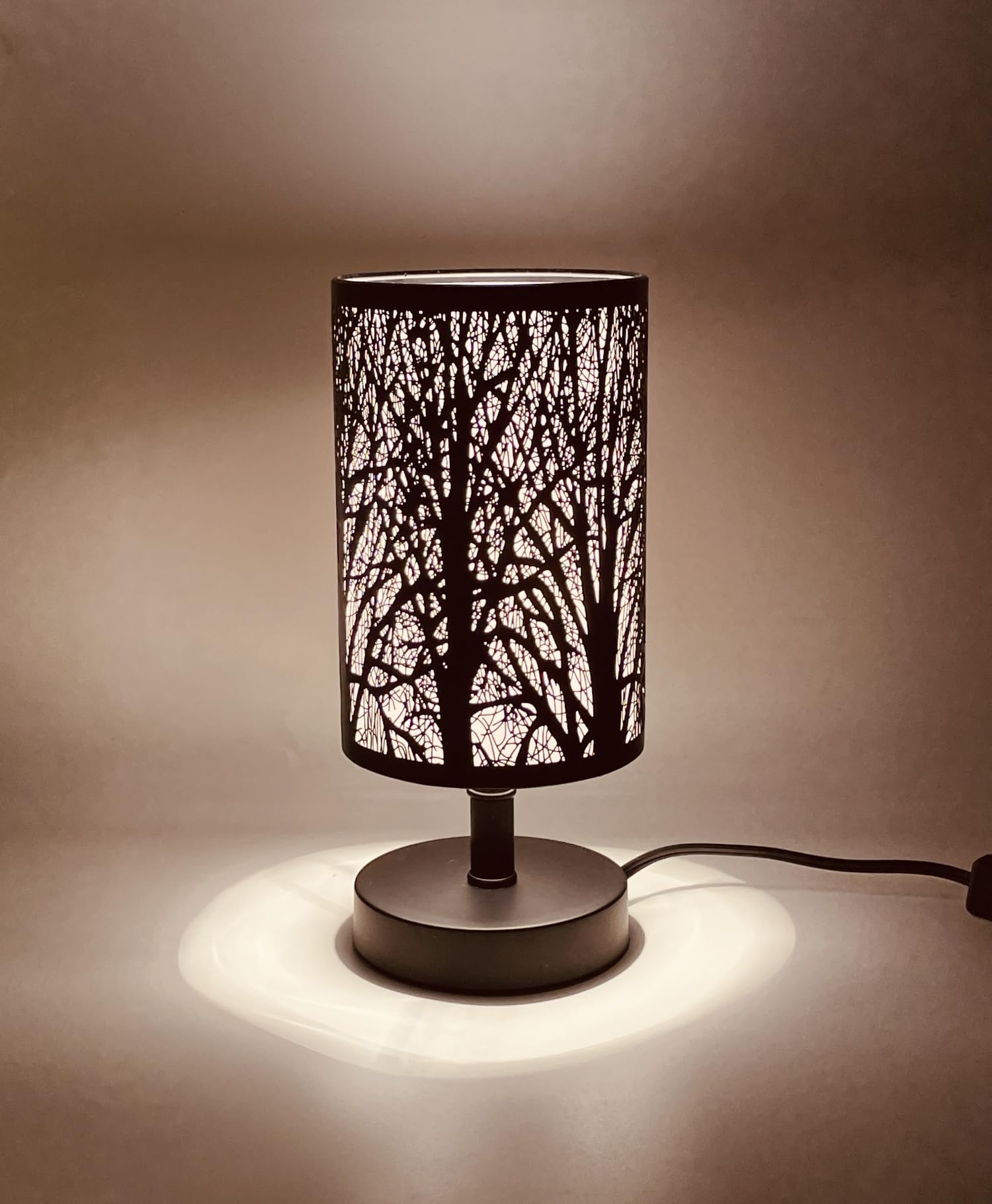 Amyoxu Table Lamps Bedside Nighting Light Decorative Nightstand Lamp For Bedroom, Living Room, Black Metal Shade Forest Lighting