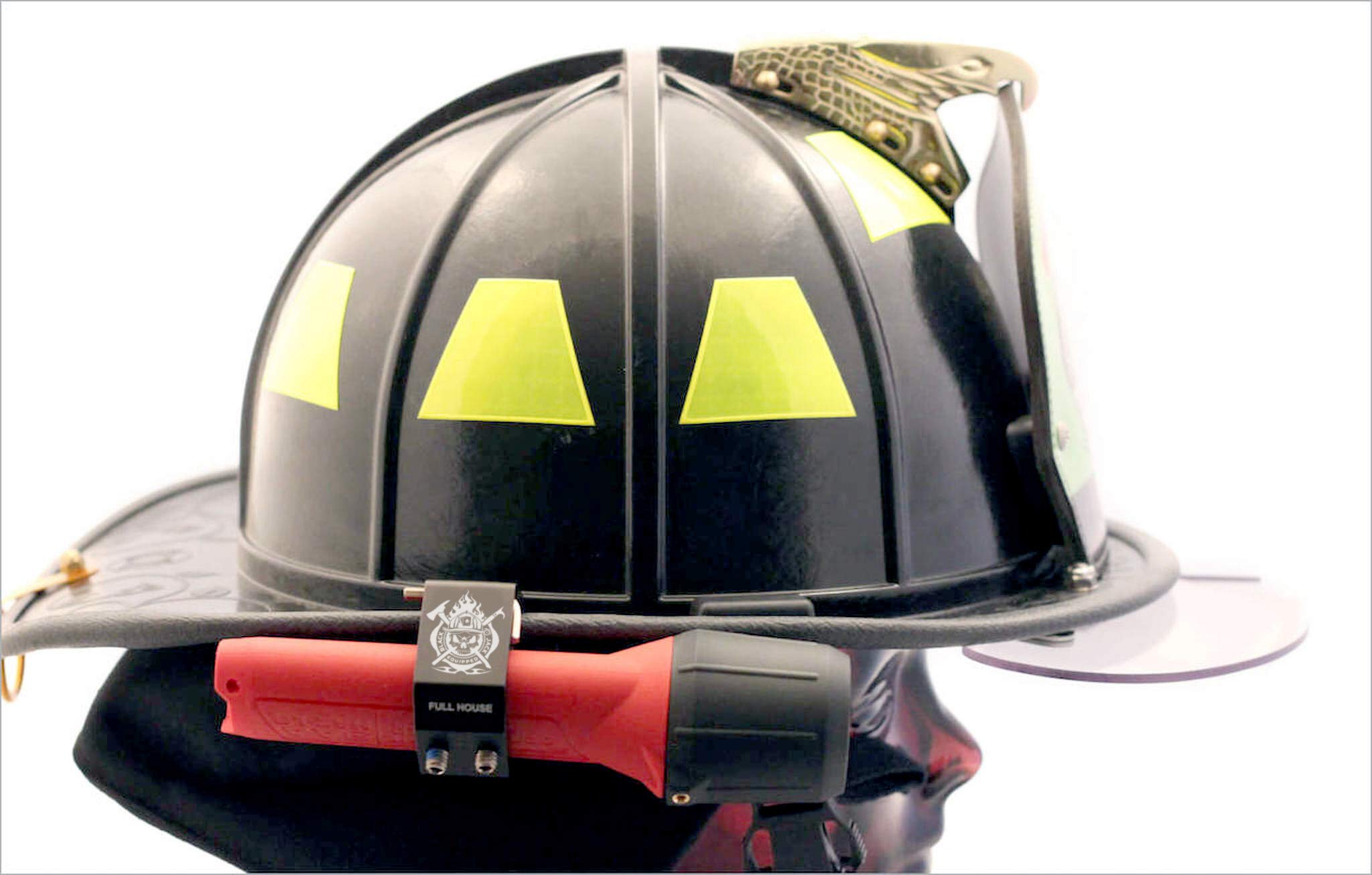 Fire Cam Blackjack Firefighter Helmet Aluminum Flashlight Holder (Full House)