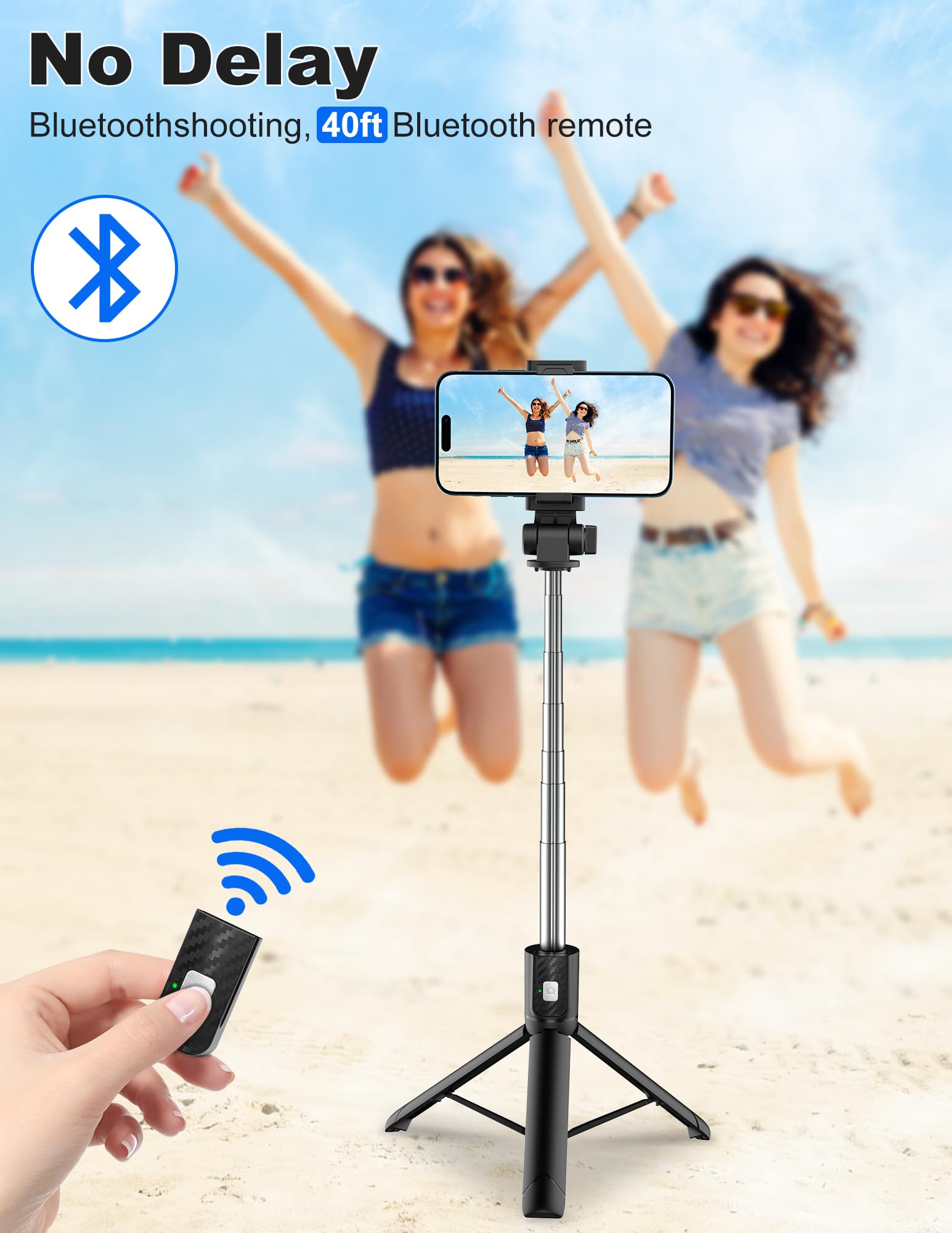 Colorlizard Selfie Stick Tripod With Remote, Phone Tripod With Extendable Phone Holder, Portable Selfie Sticktripod For Iphone Android Tiktok Youtube Vlog