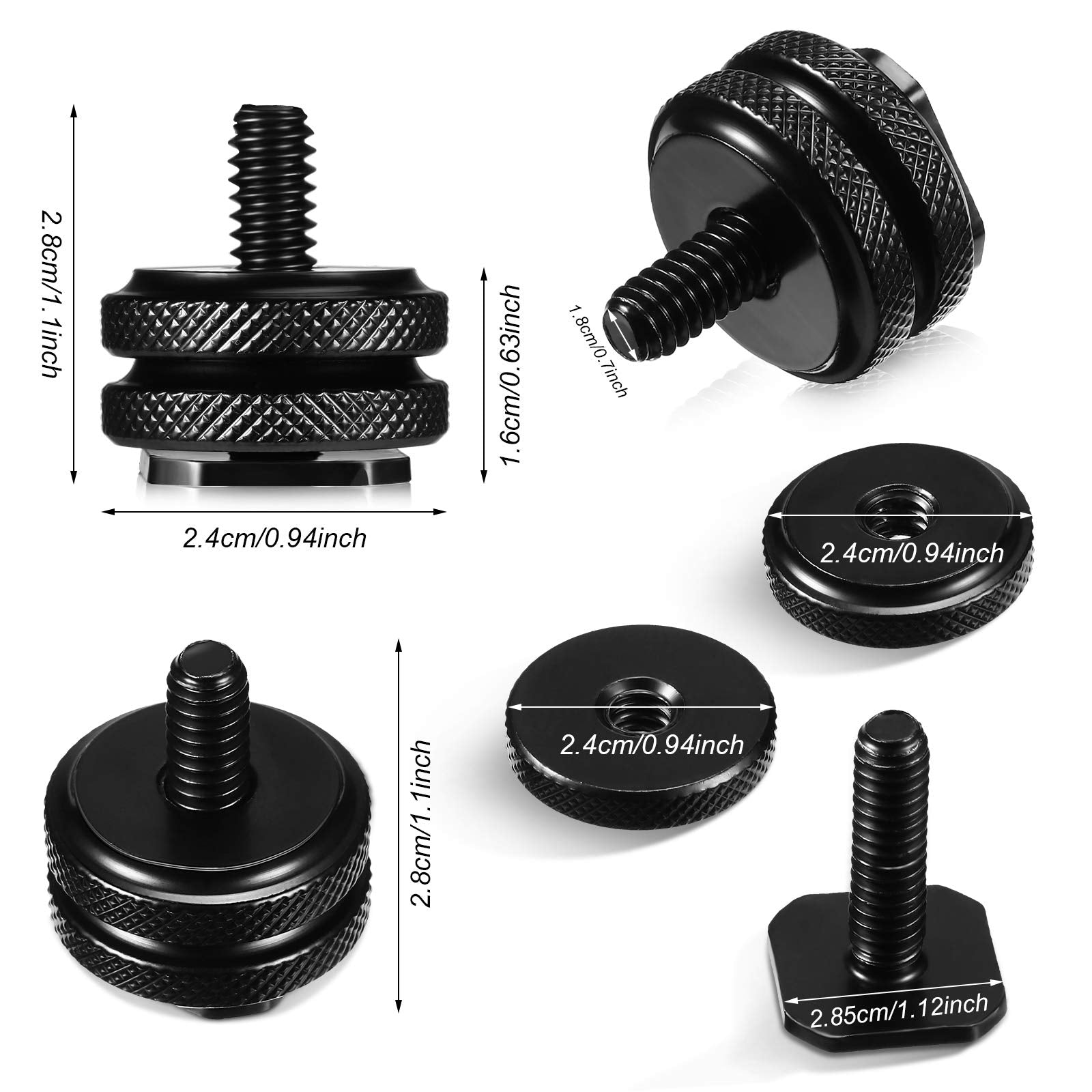 Weewooday 8 Pieces 1/4 Inch Cold Shoe Mount Adapter And Hot Shoe Flash Stand Adapter Kit For Dslr Camera Rig, Camera Flash Shoe Mounts For Tripod
