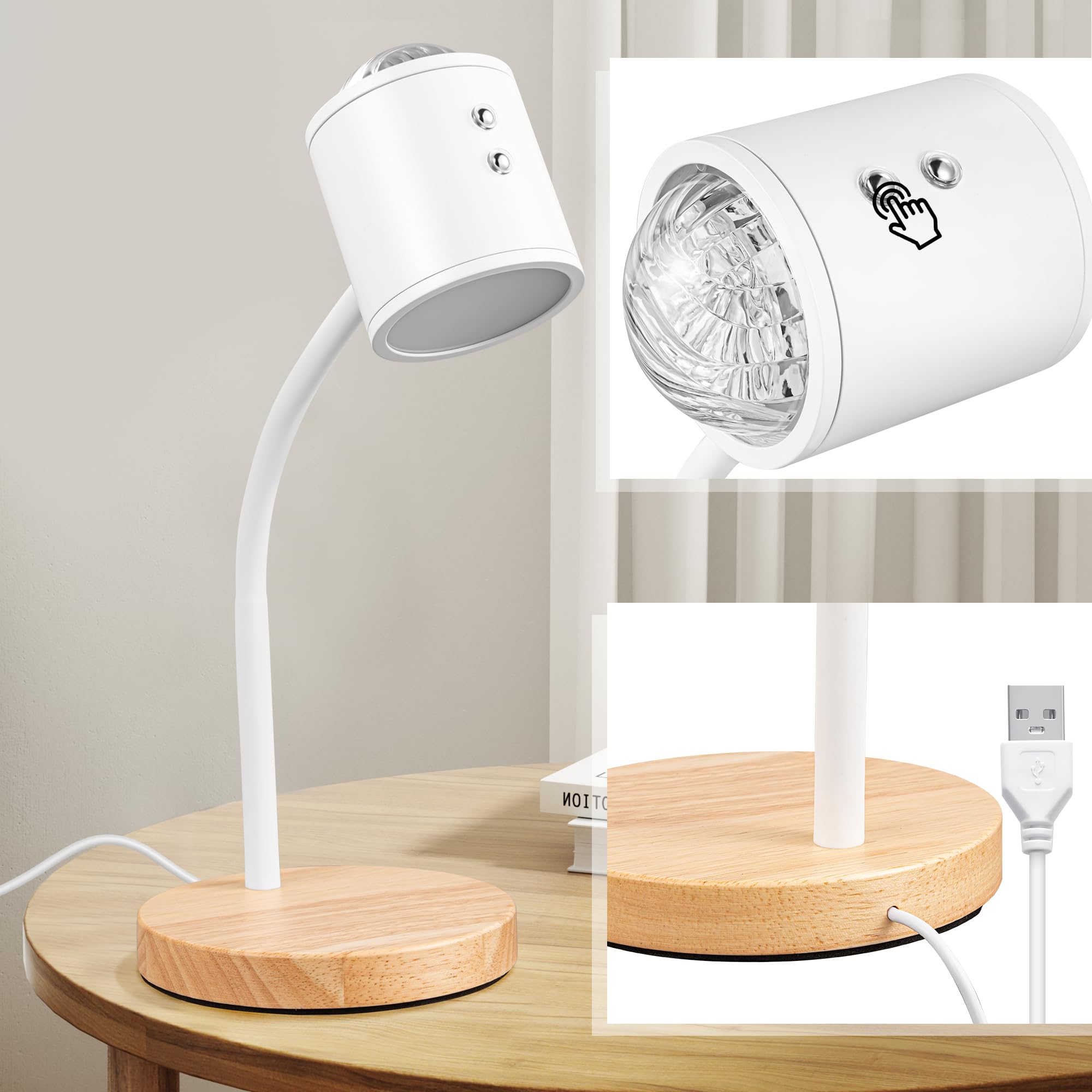 Kiandqu Double Side Lighting Projection Lamp With 3D Ocean Wave Lamp,3 Colors & Dimmable Bright Table Lamp,Adjustable Gooseneck,Mood Lighting For Reading, Living Room, Bedroom …