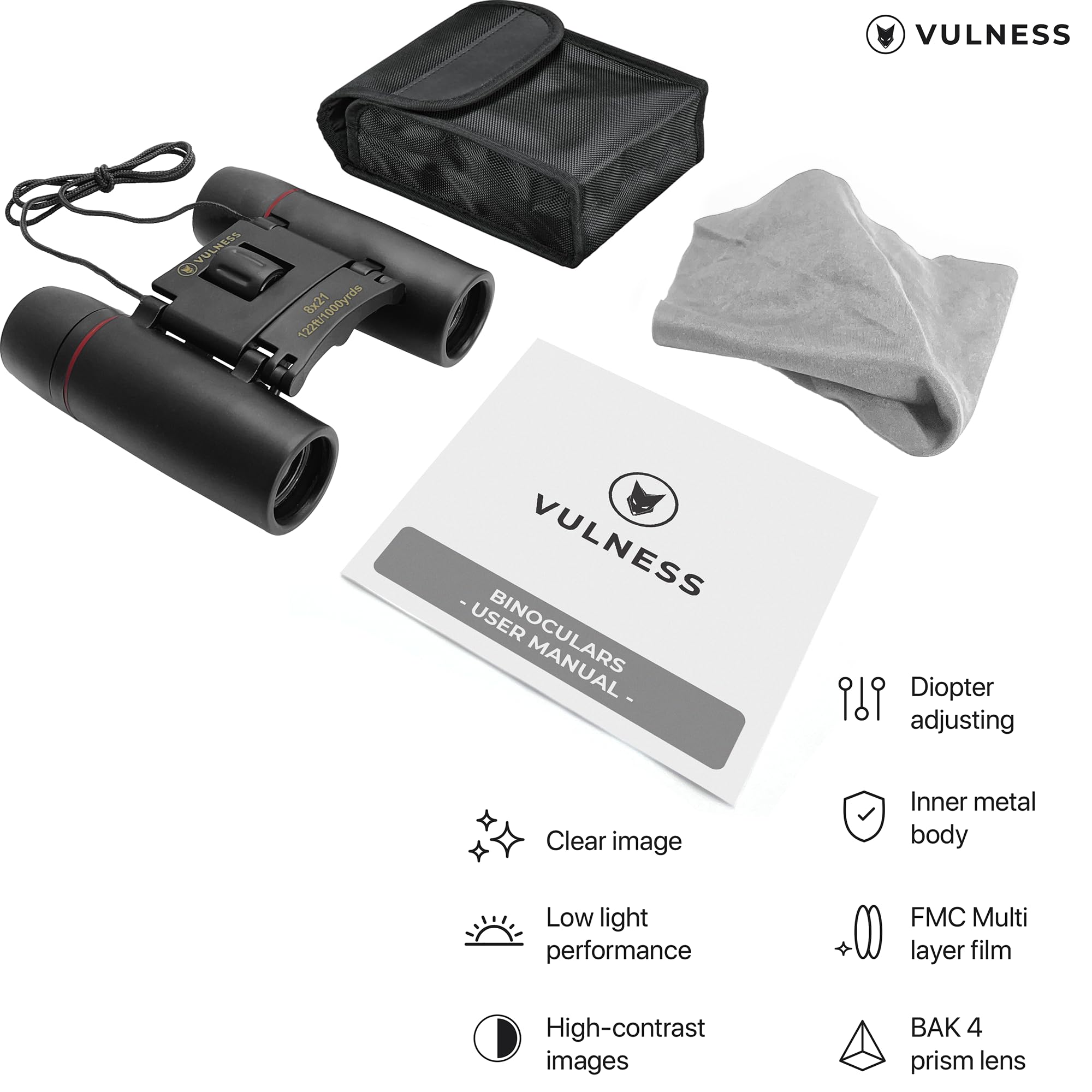 Vulness Binoculars For Adults  Compact Small Mini Travel Binocular For Bird Watching High Powered Electronics Cruise Ship Essentials Norwegian Alaska Must Haves Hiking Camping Gear A By (Black, 8X21)
