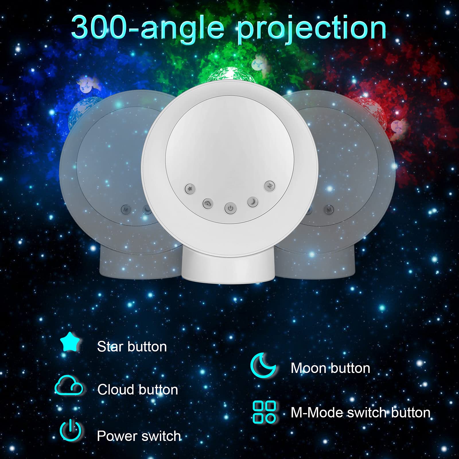Litenergy Led Sky Projector Light, Galaxy Lighting, Nebula Star Night Lamp With Base And Remote Control For Gaming Room, Home Theater, Bedroom , Or Mood Ambiance (White)