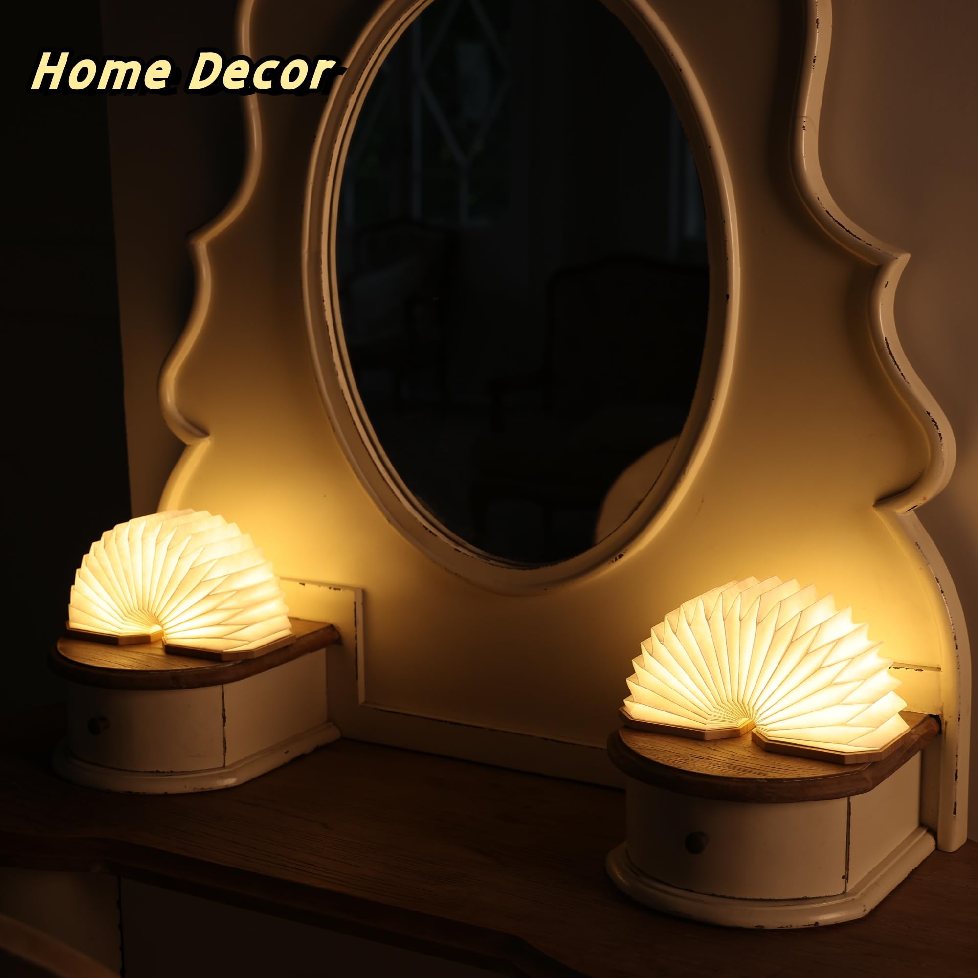 Uniwolk Japanese Folding Wooden Book Lamp - Rechargeable, 1200Mah, 2 Colors, Novelty & Library Decor