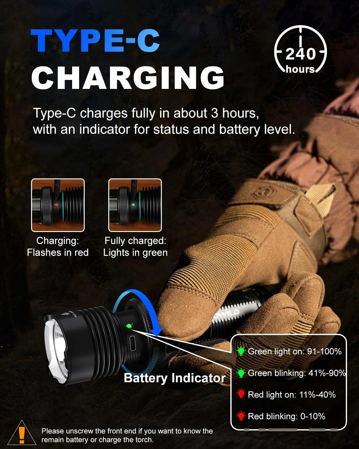 Towild Bk20 Utility Flashlight,Bright 5100 High Lumens Led Flashlights,Rechargeable And Waterproof Flashlights,Powerful Handheld Flash Light For Hiking, Camping, Outdoor Activities (Black)