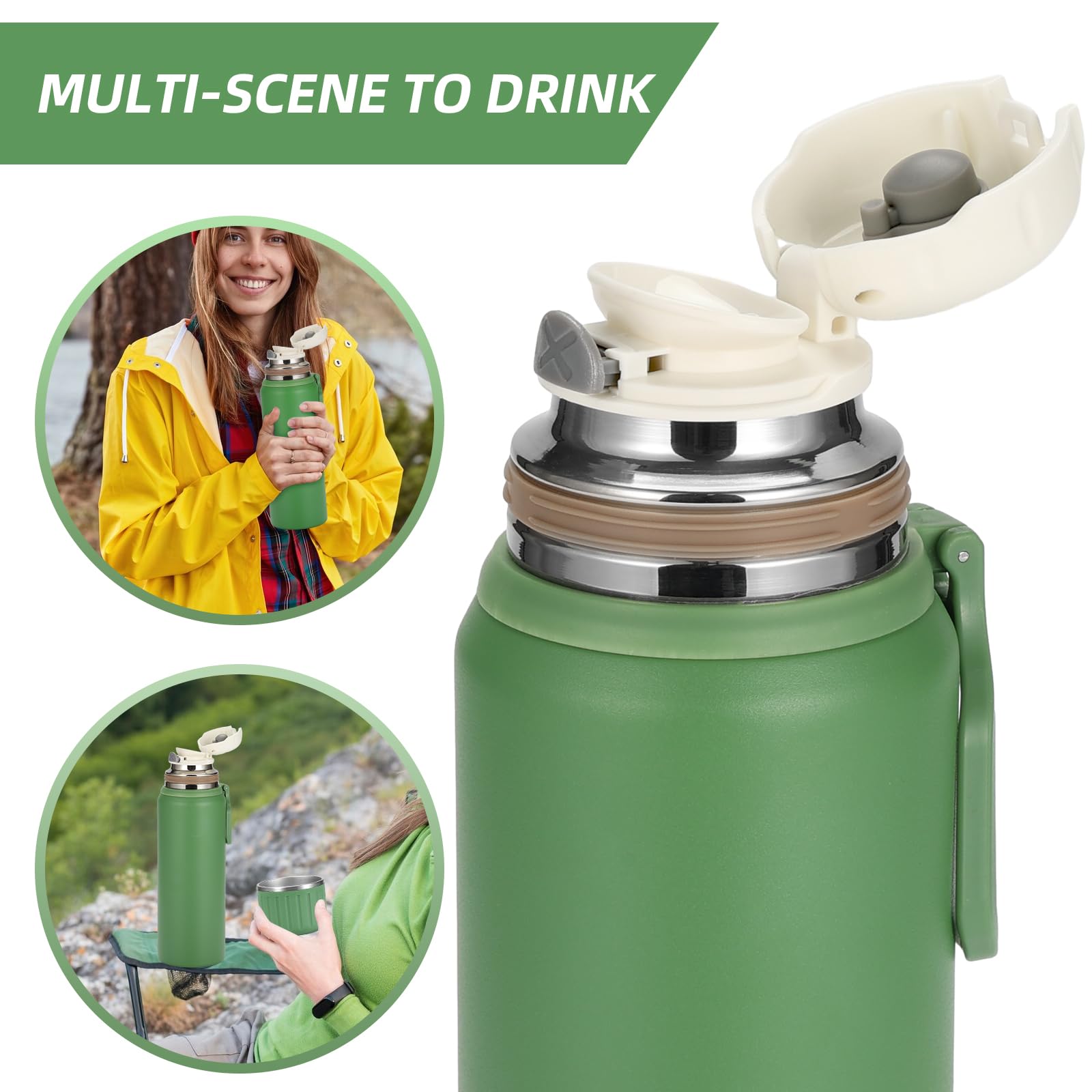 750Ml/27 Oz Coffee Thermo With 3 Cups, Insulated Water Bottle, Stainless Steel Vacuum Flask Set