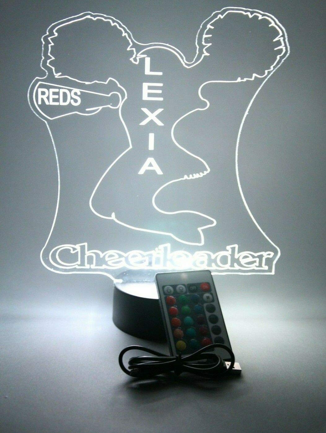 Mirror Mania Cheerleader Cheer Cheerleading Cheerer Sports Performer Night Light Up Table Desk Lamp Led Personalized Name Engraved - It'S Wow, With Remote 16 Colors, Great