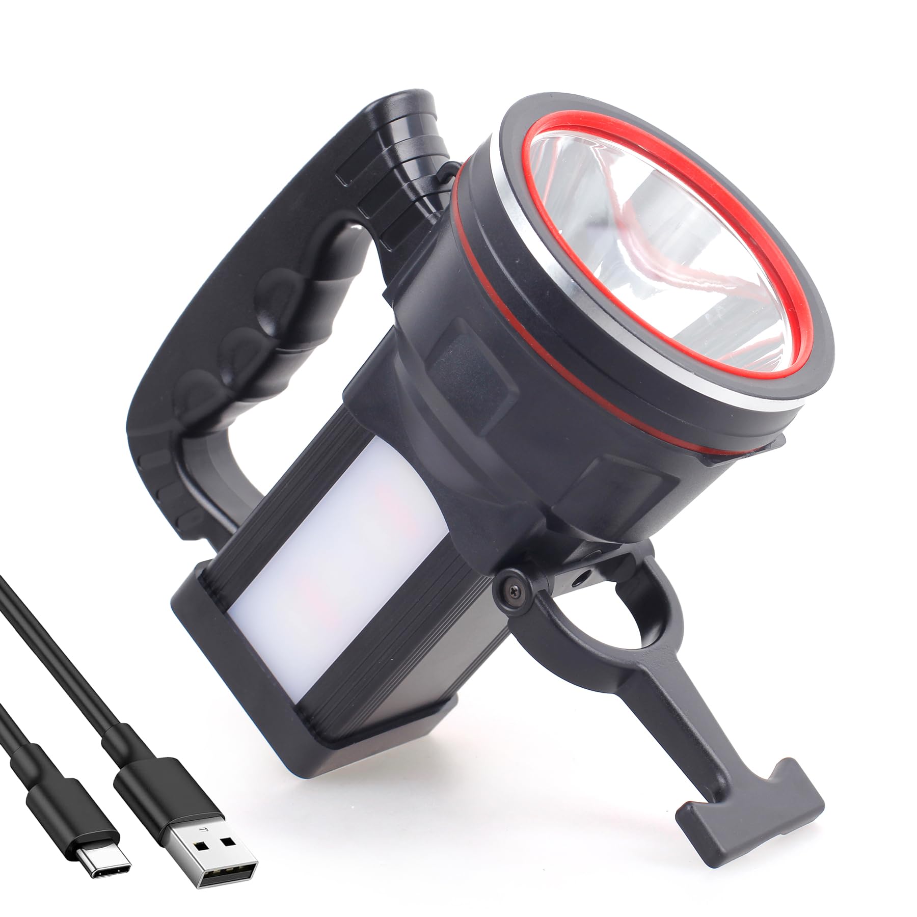 Bigsun Spotlight Flashlight, 12800 Mah Rechargeable Flashlights High Lumens, Multifunctional Bright Flashlight, Outdoor Waterproof Camping Search Light Utility Torch For Emergency, Boat, Hunting