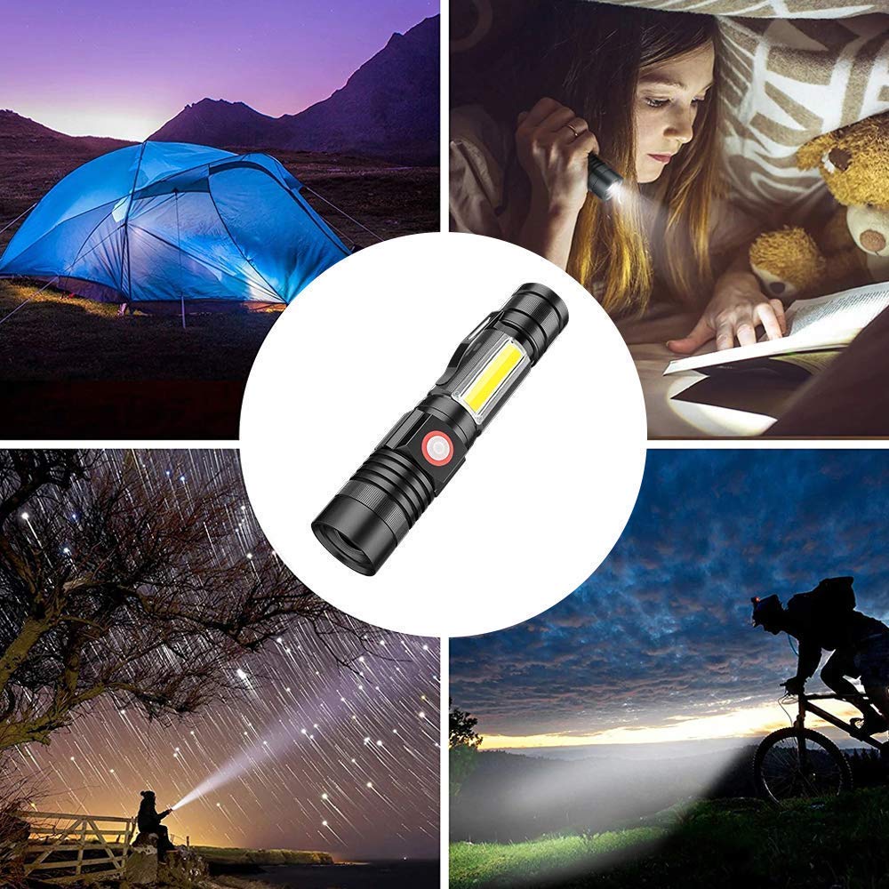 Itoncs Led Tactical Flashlight, Magnetic Flashlight, 2000 Lumens Super Bright Flash Light With Cob Work Light, Waterproof, 4 Modes, Pocket Led Flashlights For Outdoor Camping Emergency