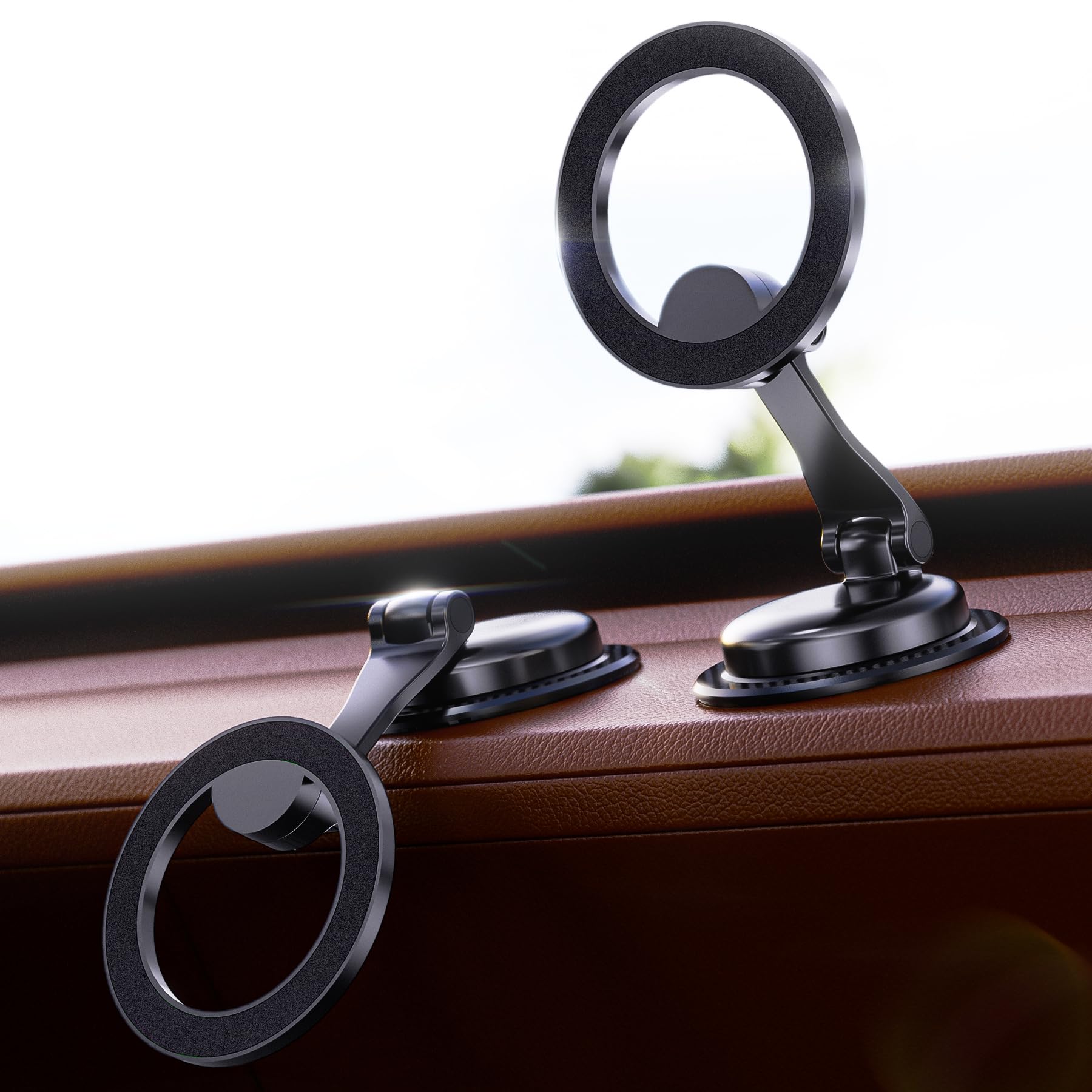 Jdhdl For Magsafe Car Mount, 360° Adjustable 2300Gf Strong Magnetic Phone Holder For Car, Dashboard Metal Car Mount For Iphone 16/15/14/13/12 Series, Samsung, All Cell Phones (Black)