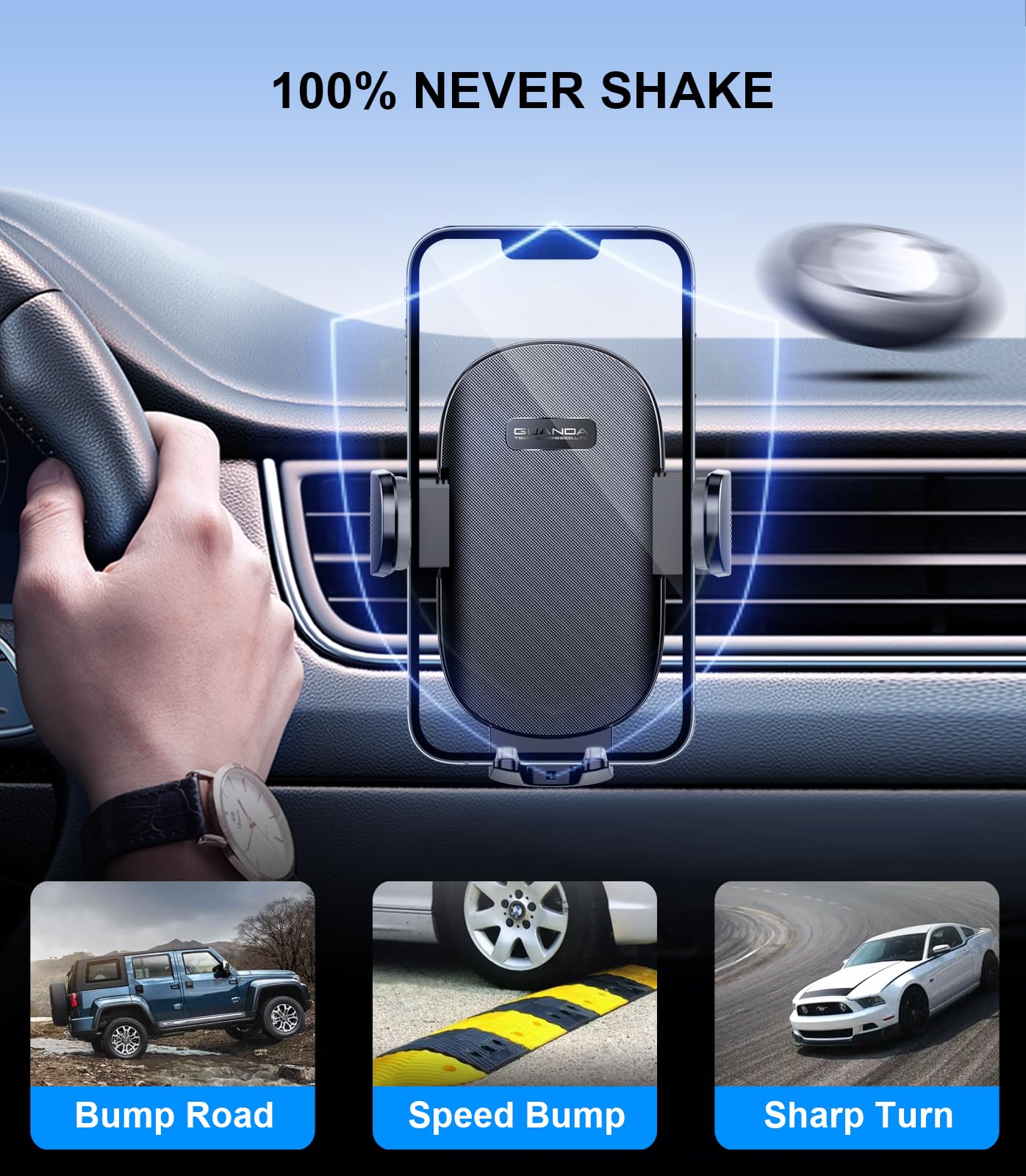Guanda Technologies Co., Ltd. Car Phone Holder, Universal Cd Slot Phone Mount, Hands  Automobile Cell Phone Stand, 360° Adjustable Phone Mount For Car Compatible With Iphone & Android Cell Phones (Black)