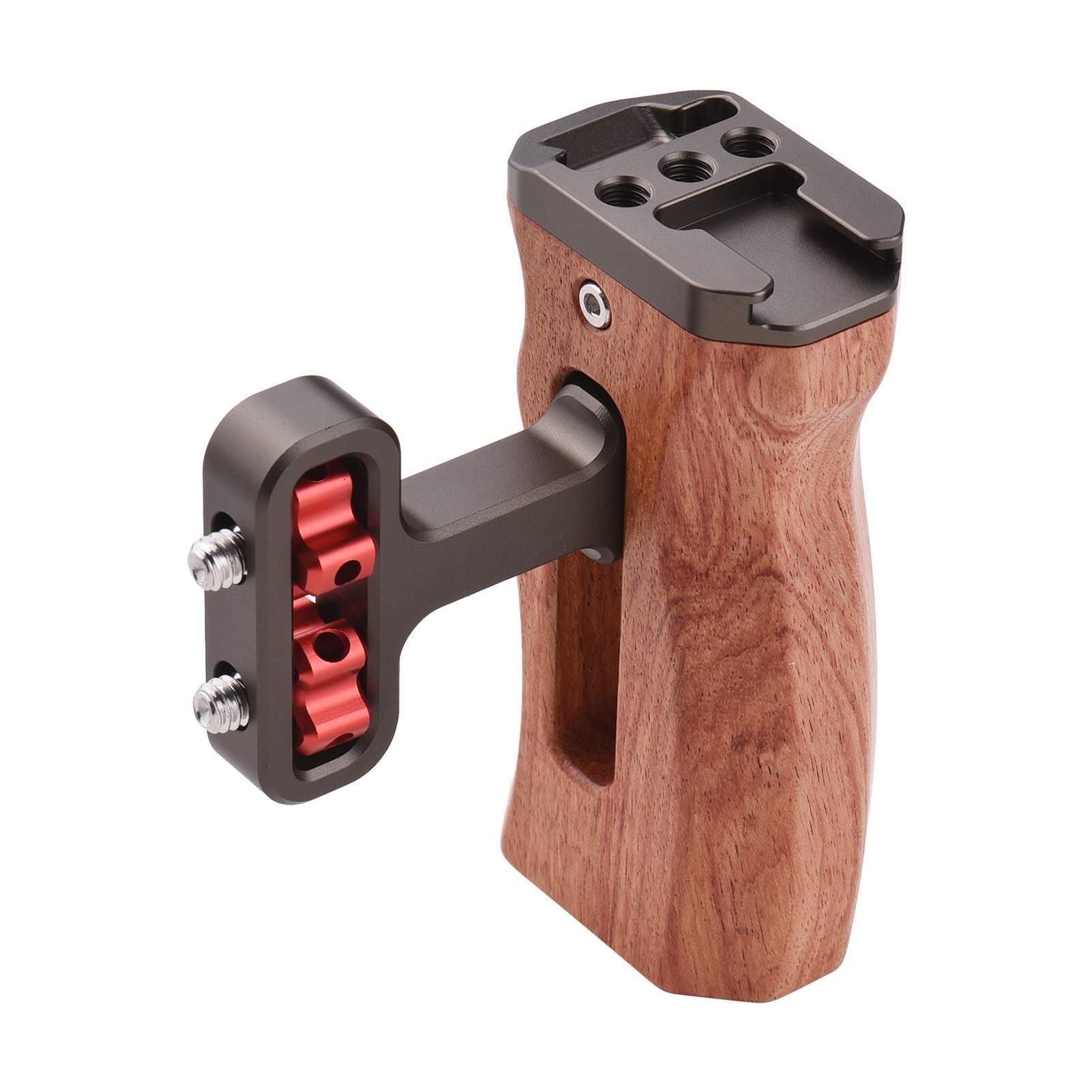 Andoer Universal Camera Cage Left/Right Side Handle Wooden Hand Grip With 1/4 Screw Hole Cold Shoe Mount For Camera Cage