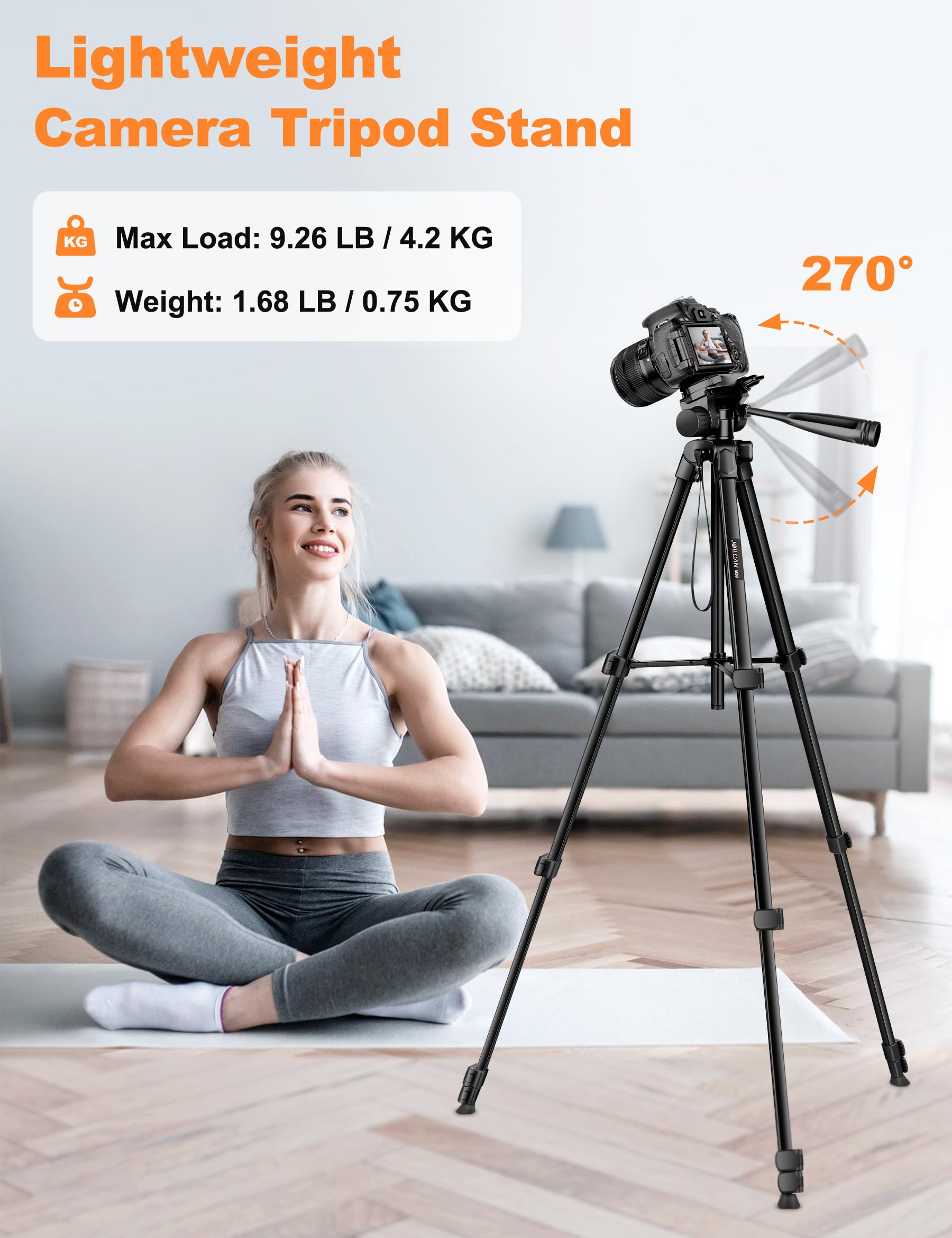 Joilcan Phone Tripod Stand, 68" Tripod For Ipad Iphone Tablet With Remote Universal Holder Carry Bag, Travel Aluminum Tripod For Video Recording Photos Vlogging Compatible With Ipad Pro Iphone Camera