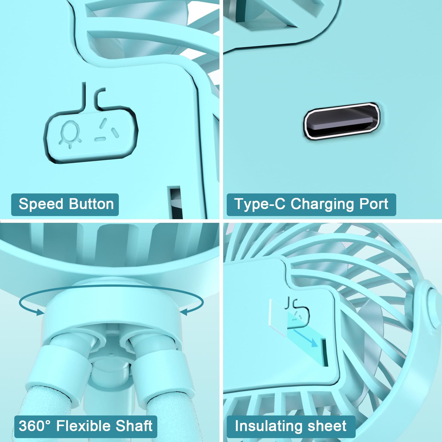 Jyjzpb Mini Portable Stroller Fan Clip On For Baby (Blue)