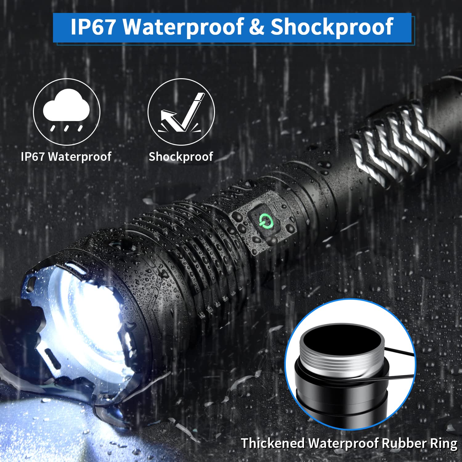Weoxi Super Bright Led Flashlight, 3600000 High Lumens Rechargeable Flashlights With Long Handle, 10000Mah Battery Zoomable 5 Modes For Outdoor Camping, Emergencies