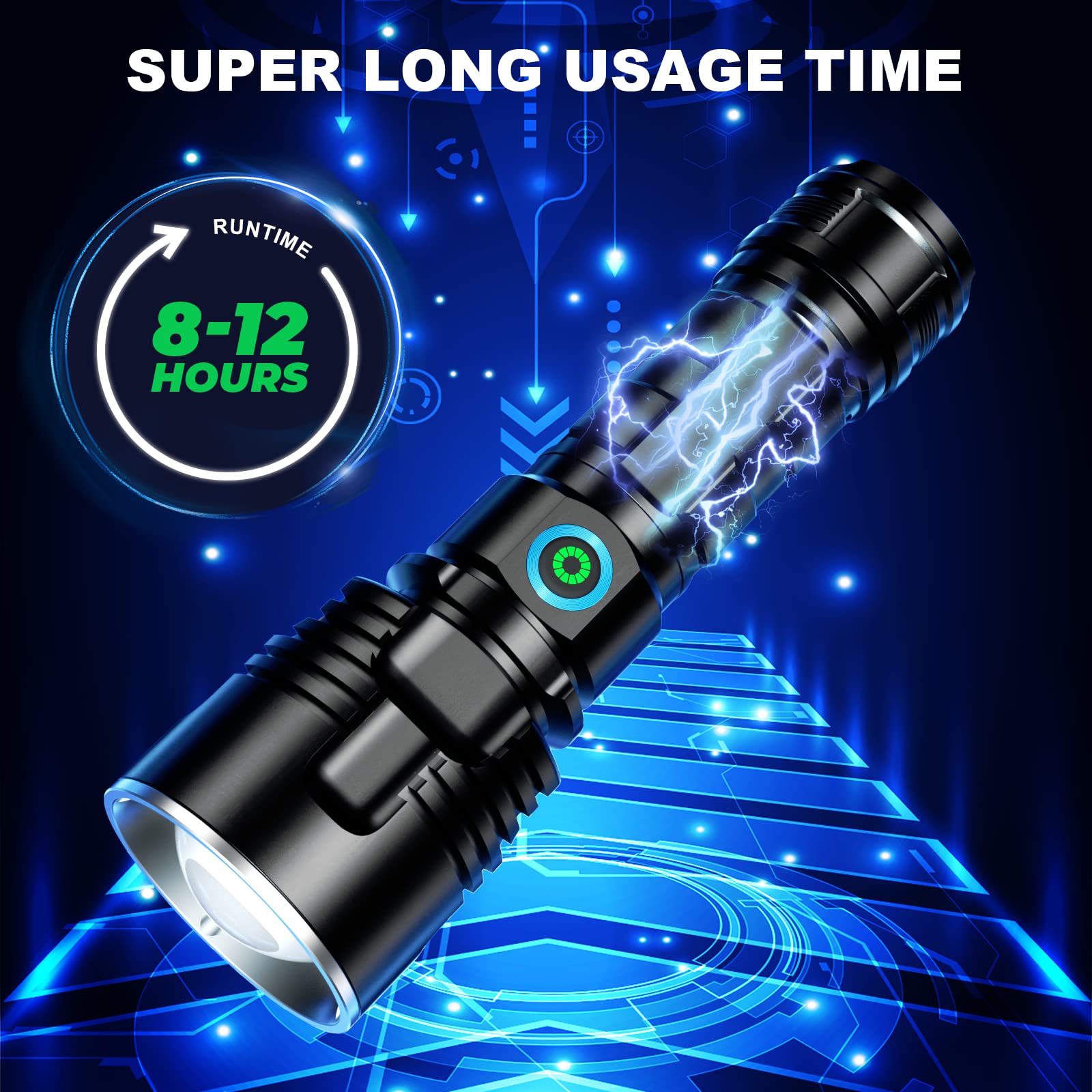 Milaoshu Rechargeable Flashlights 990,000 High Lumens - 2 Pack, 12 Hours Powerful Led Flash Light With Multiple Light Modes, Super Bright & Ipx5 Waterproof Torch For Camping, Home, Emergencies