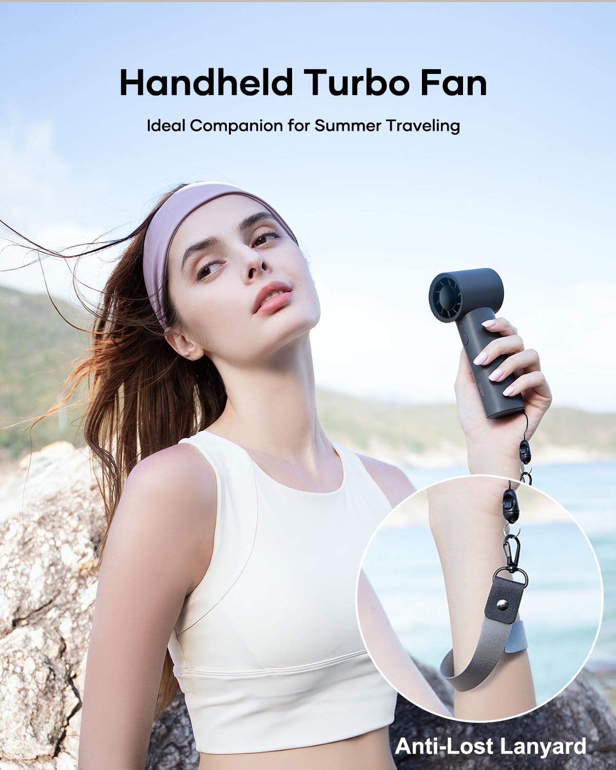 Handheld Turbo Fan-19000 Rpm, Speed(40-199) Adjustable, Personal Small Hand Fan With 12H Max Cooling