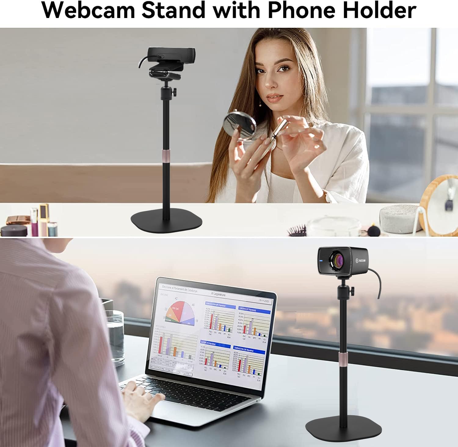Acetaken Heavy-Duty Facecam Webcam Stand, Tabletop Webcam Tripod Holder Compatible With Elgato Facecam,Facecam Pro,Facecam Mk.2 Webcams And Wave 3/Wave Dx Microphones