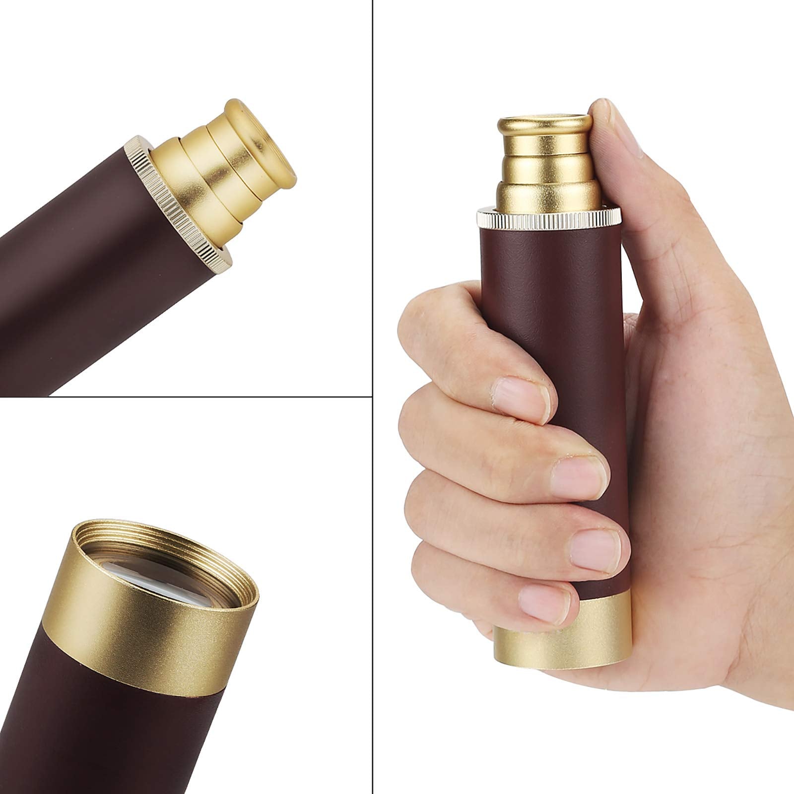 Dangshan Telescope Brass Spyglass Pirate Monocular - Waterproof Pocket Mini 25X30 Zoomable Collapsible Vintage For Navigation, Voyage View Watching, Games, Travel, Hiking, Hunting