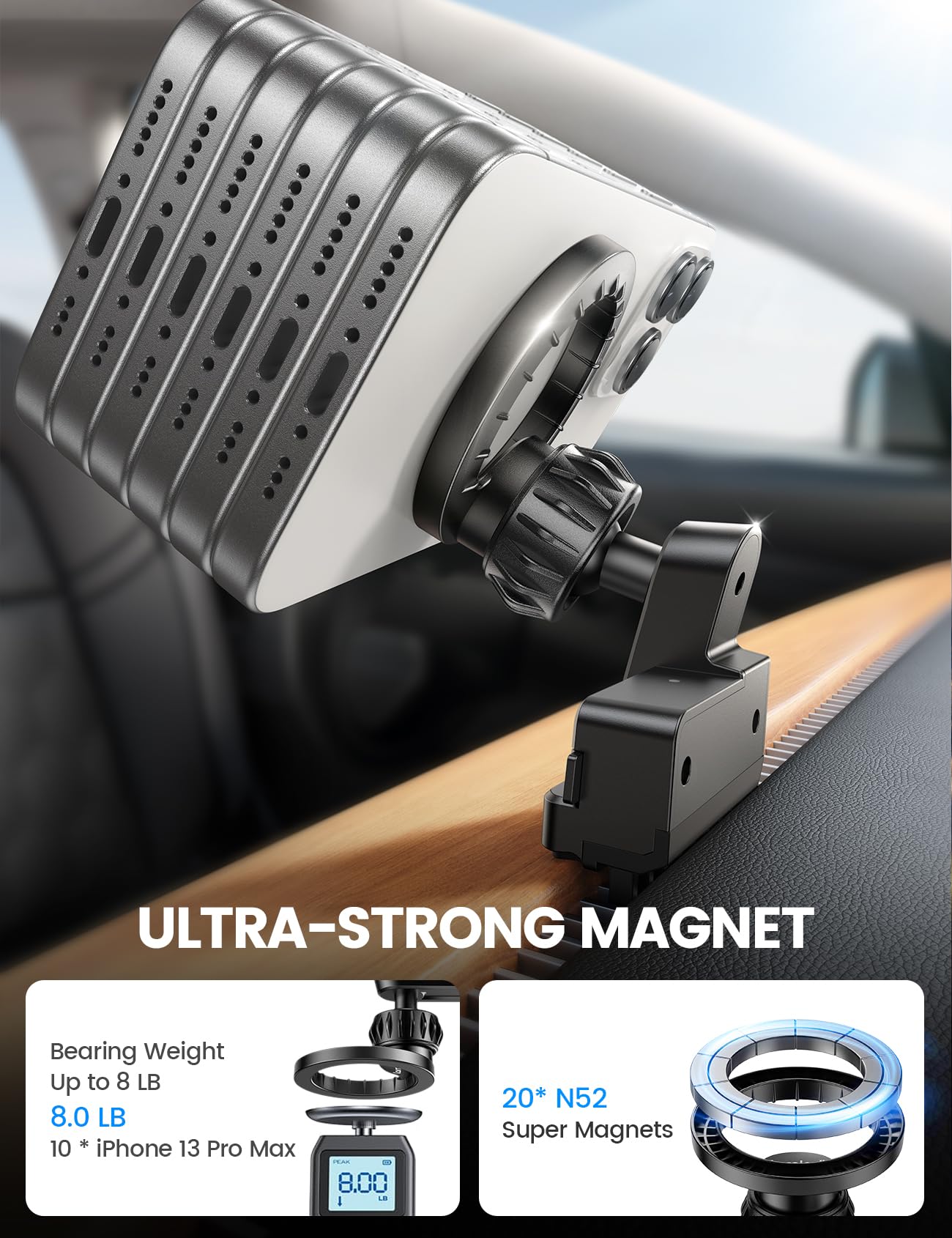 Lamicall For Tesla Phone Mount Holder [Strongest Magnet Power] For Tesla Model 3 Y Car Accessories Fits Iphone 16 15 14 Pro Max Plus [Only Fit For 2017- Model 3, 2020- Model Y]