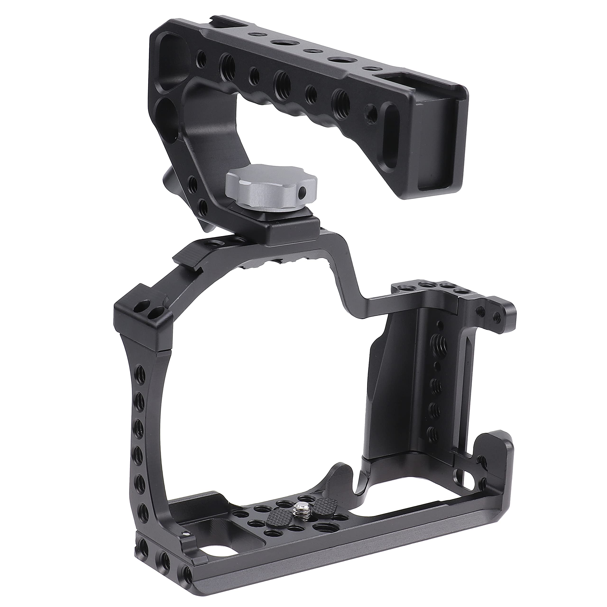 Focusfoto Camera Cage +Top/Side Handle Grip Kit, Aluminium Alloy Video Filmmaking Stabilizer Rig With Cold Shoe And 1/4" 3/8" Screw Mouting For Canon Eos M50 Mark Ii/M50/M5 Mirrorless Camera