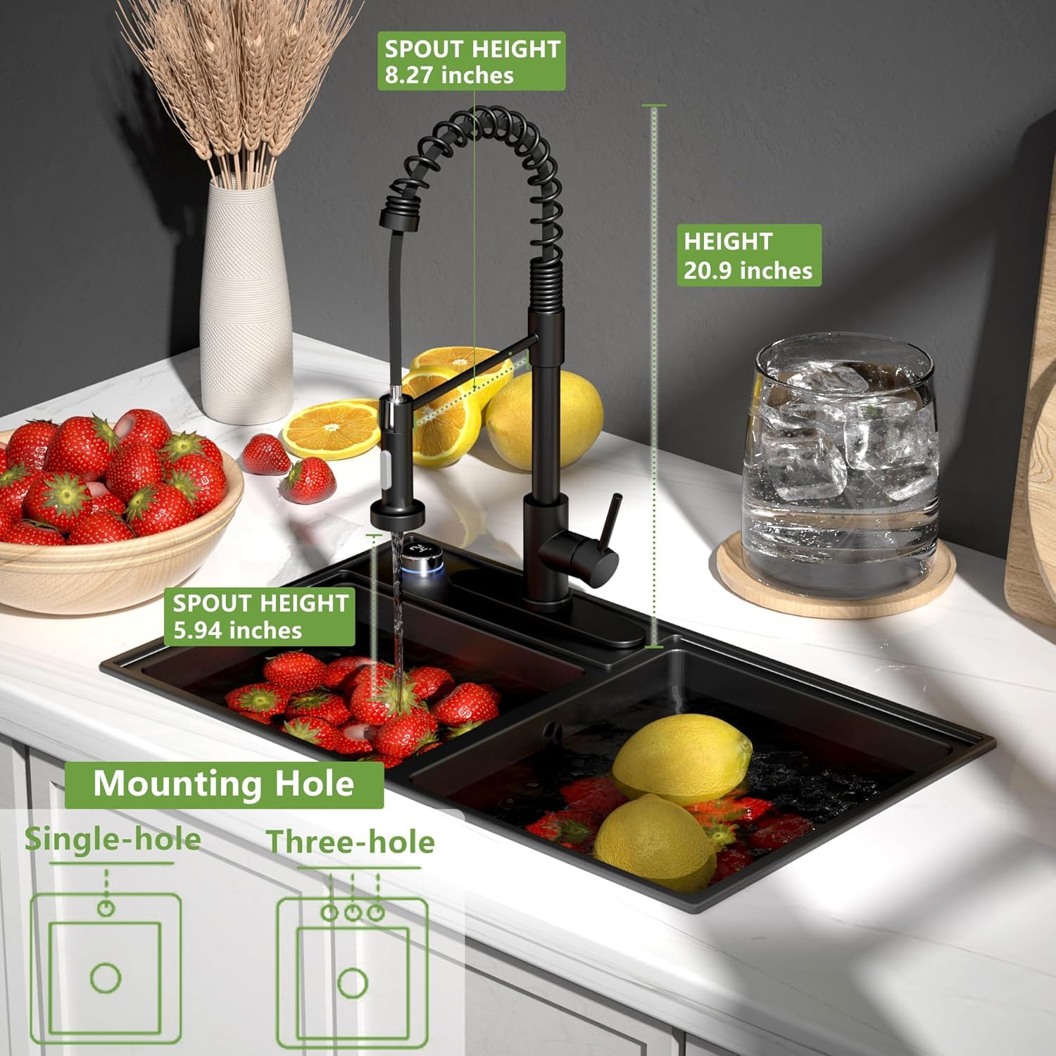 Jianianhua Touchless Kitchen Faucet Motion Sensor Smart Kitchen Sink Faucet With Pull Down Sprayer Commercial Modern Kitchen Faucets Matte Black Movable Sensor Faucet For Sink, Rv