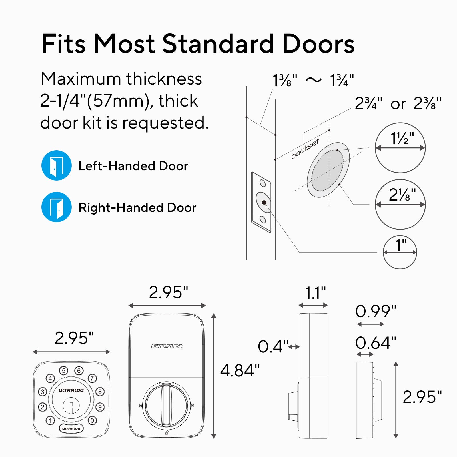 Ultraloq Smart Lock, U-Bolt + Bridge Wifi Adaptor, 5-In-1 Keyless Entry Door Lock With Wifi, App, Bluetooth And Keypad, Locks For Front Door, Deadbolt, Ansi Grade 1  - Black